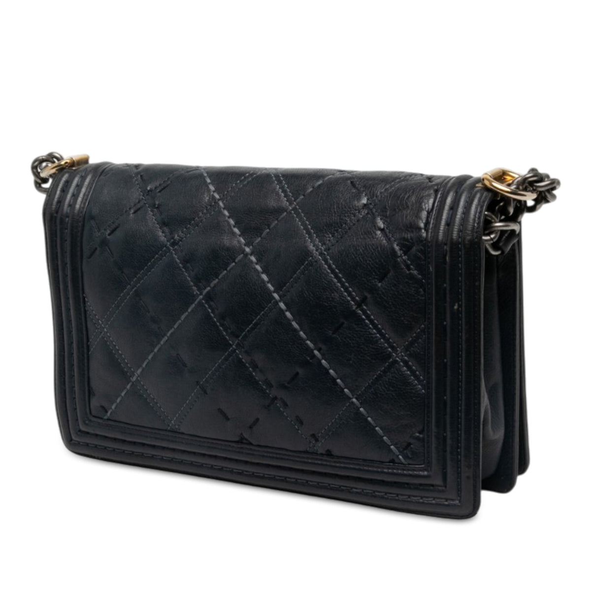 Chanel Medium Quilted Calfskin Wild Stitch Boy Flap — Black