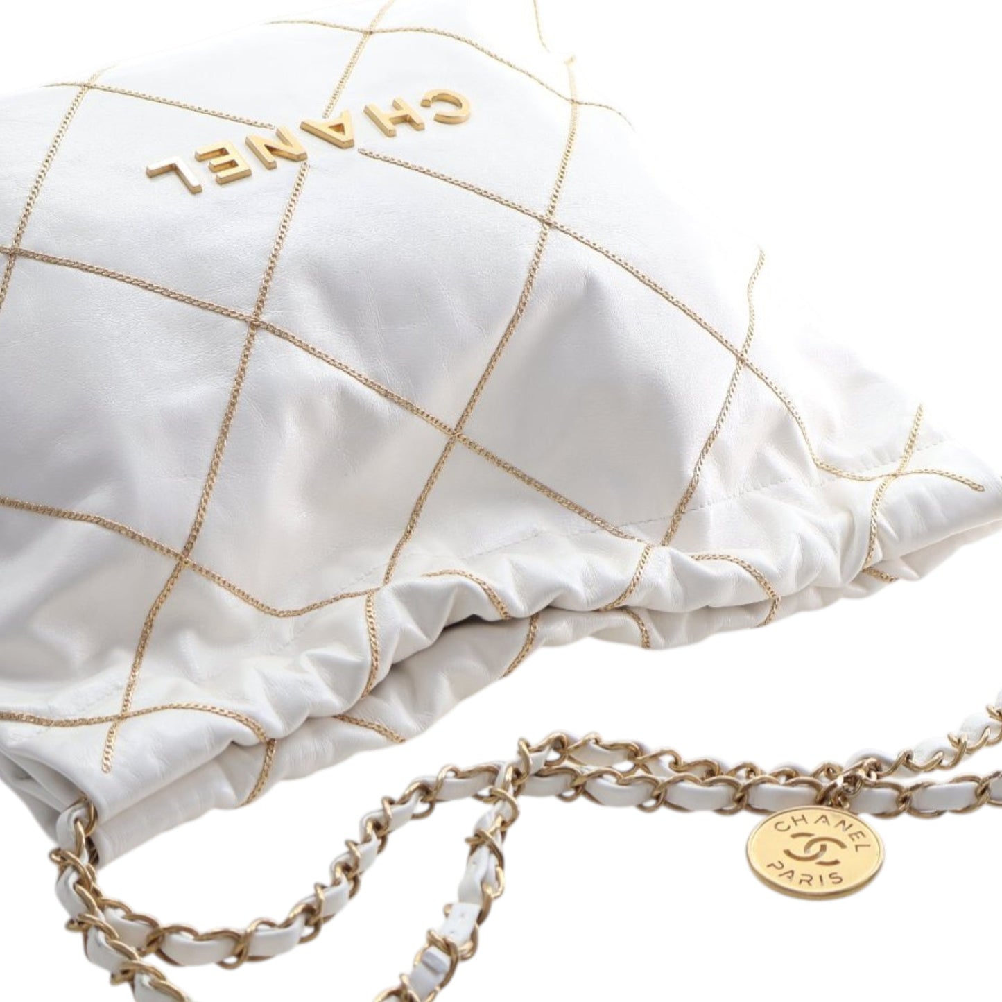 Small Quilted Shiny Calfskin Chain 22 Handbag