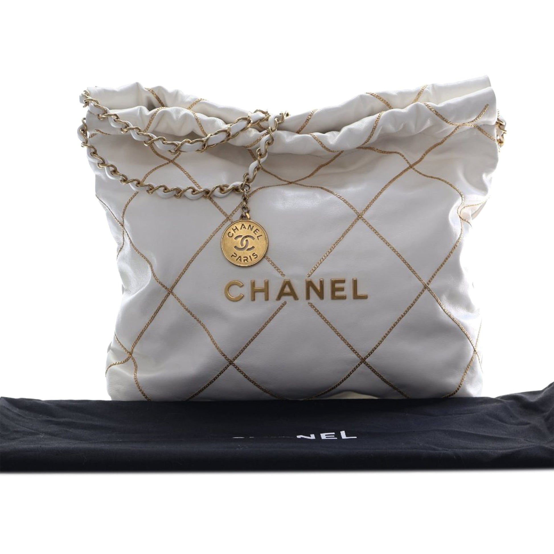 Small Quilted Shiny Calfskin Chain 22 Handbag