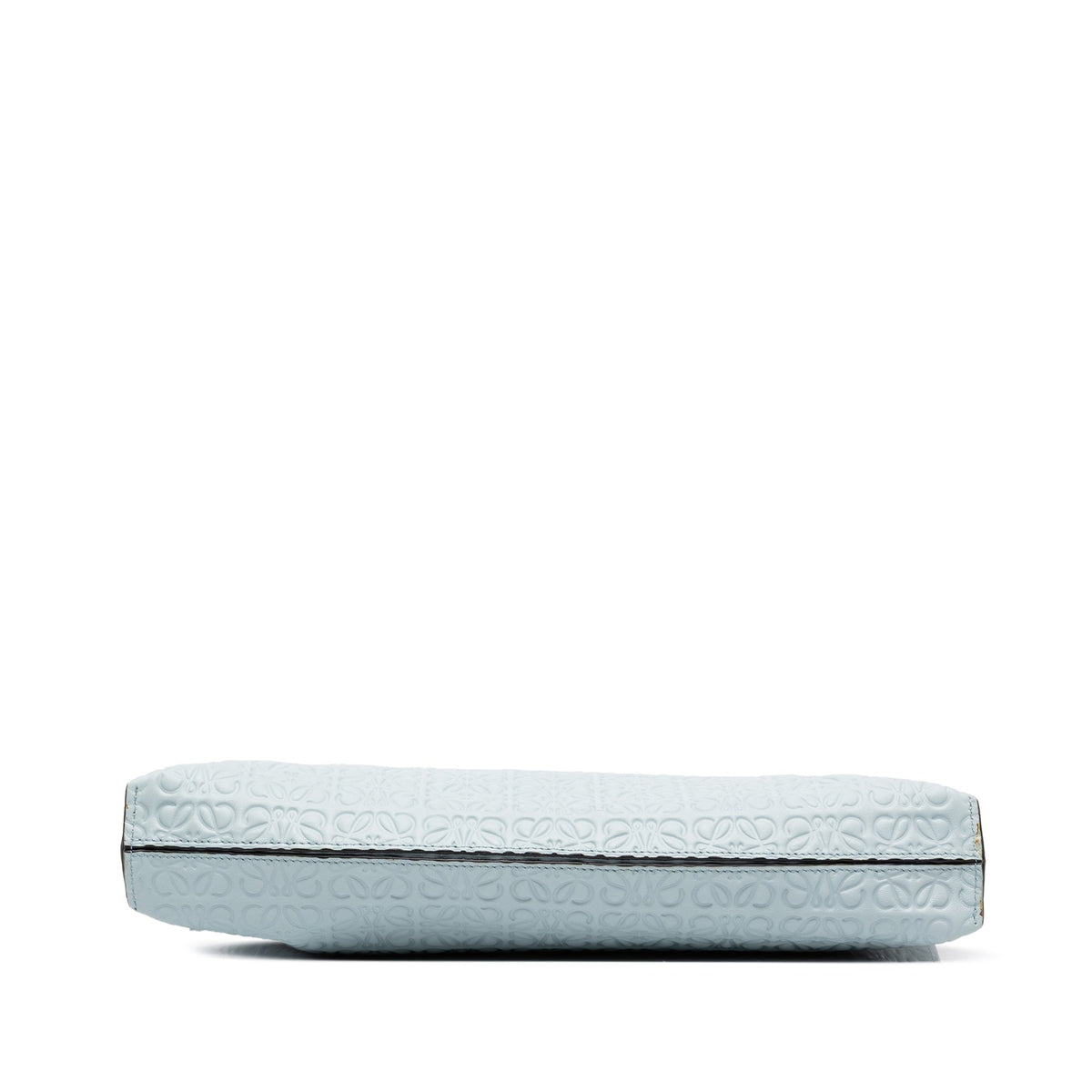 LOEWE Embossed Anagram Leather Repeat T Clutch — Blue