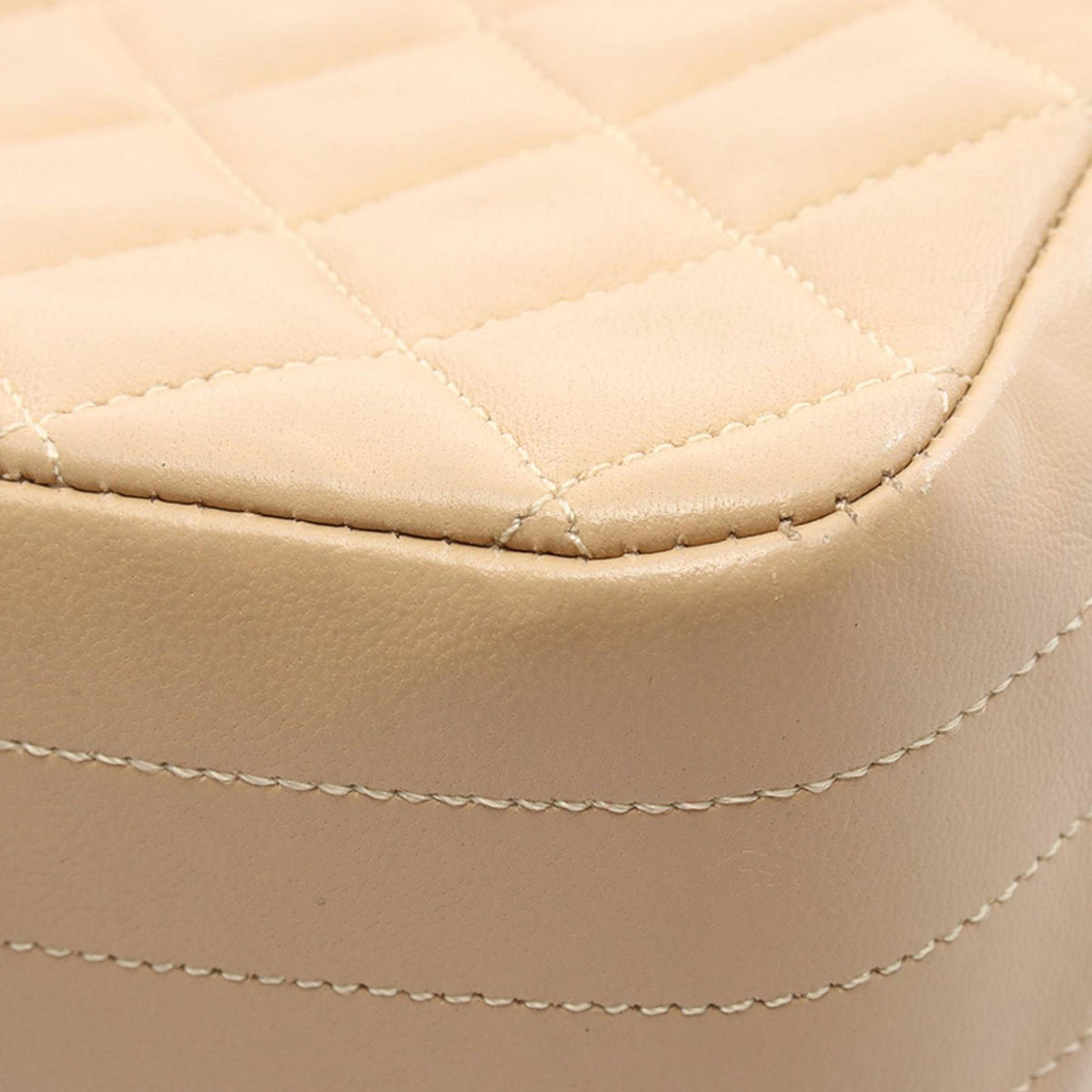 Chanel Small CC Quilted Lambskin Flap — Beige
