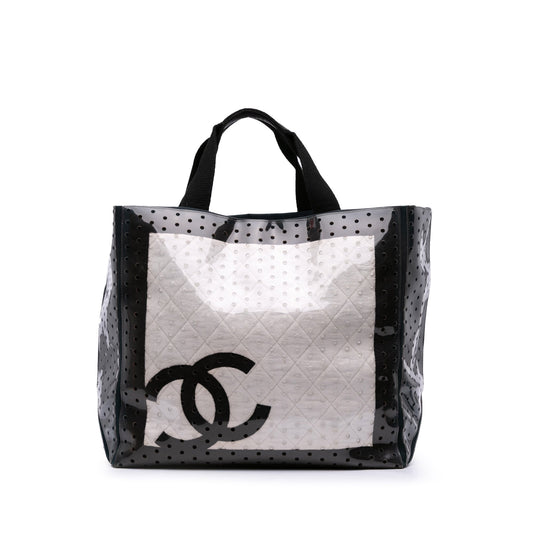 Chanel CC Quilted Cotton and PVC Punching Tote