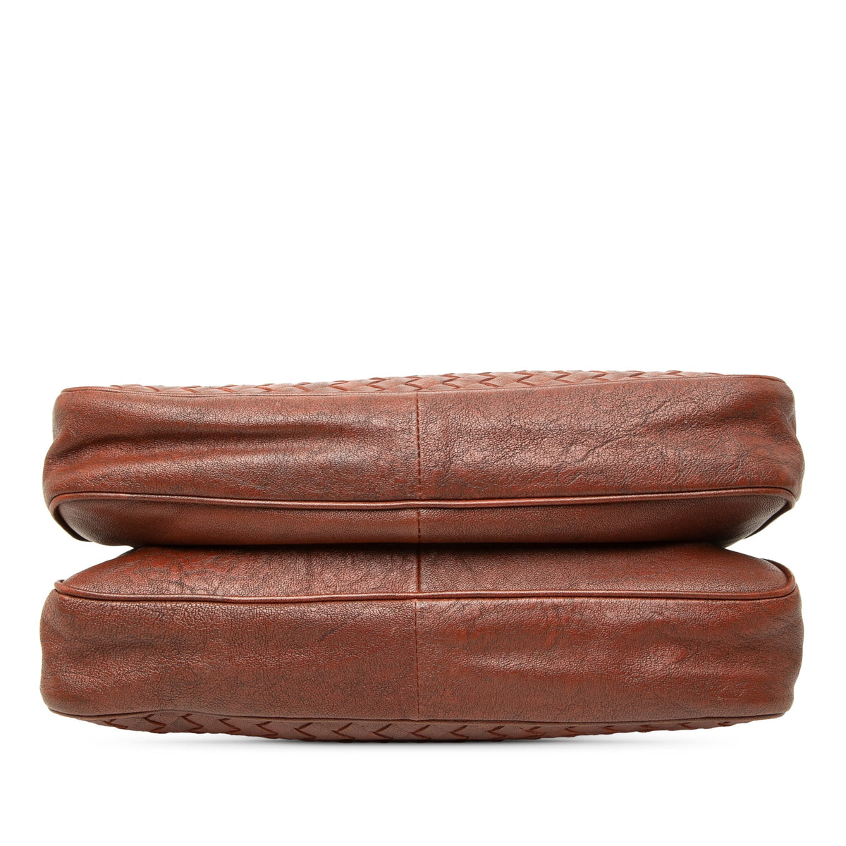 Bottega Veneta Intrecciato Trimmed Nappa Double Flap Shoulder Bag — Brown