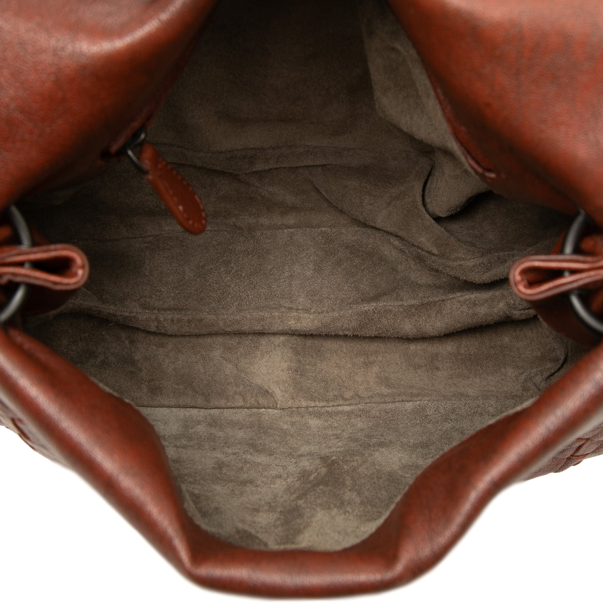 Bottega Veneta Intrecciato Trimmed Nappa Double Flap Shoulder Bag — Brown