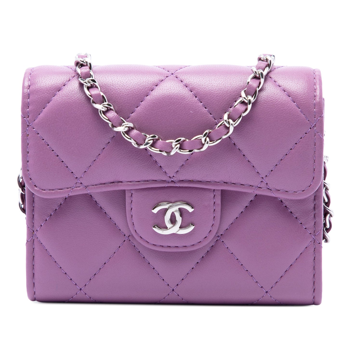 Chanel CC Quilted Lambskin Flap Card Holder on Chain
