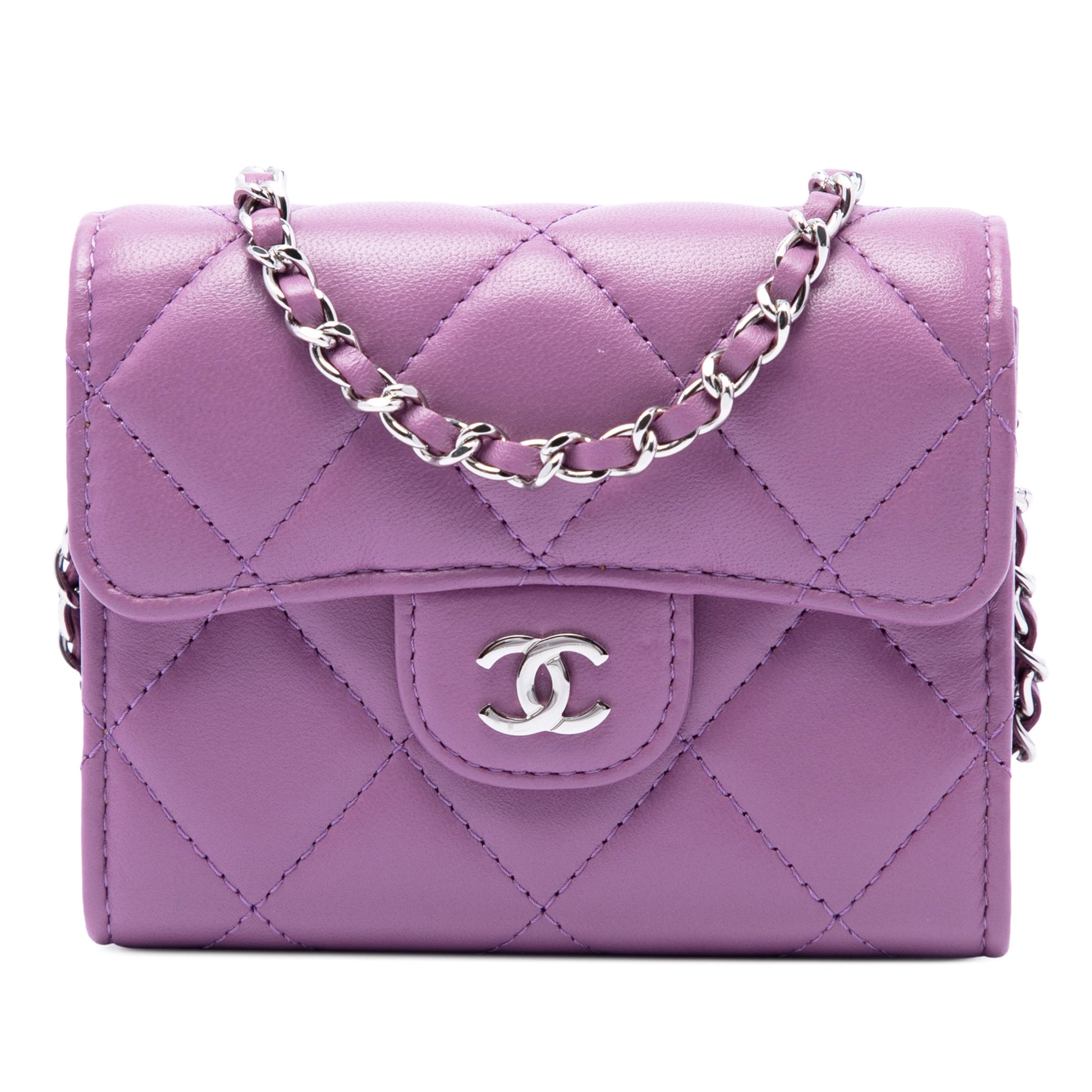 Chanel CC Quilted Lambskin Flap Card Holder on Chain