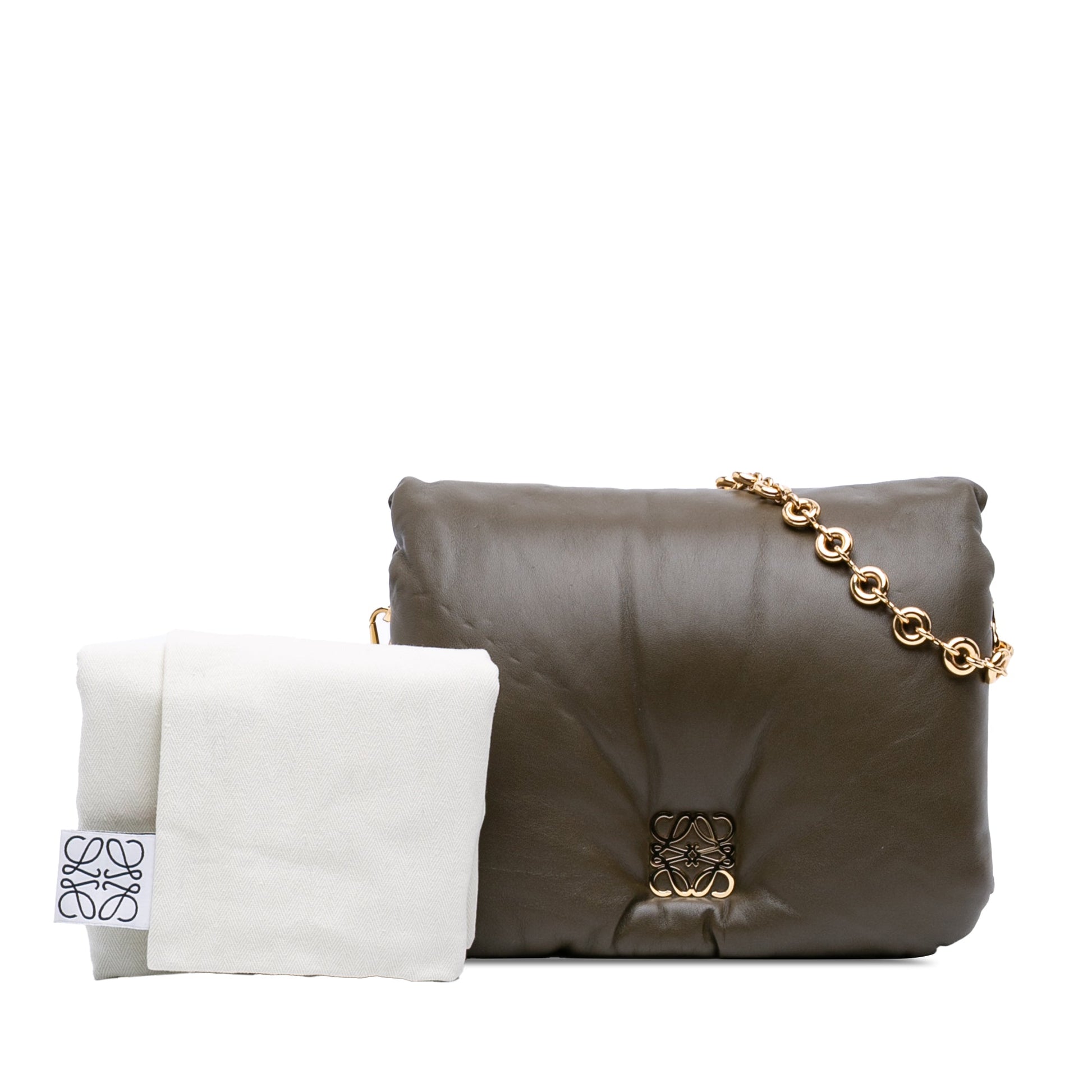 LOEWE Shiny Lambskin Goya Puffer Bag