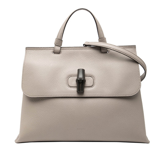 Gucci Medium Leather Bamboo Daily Satchel