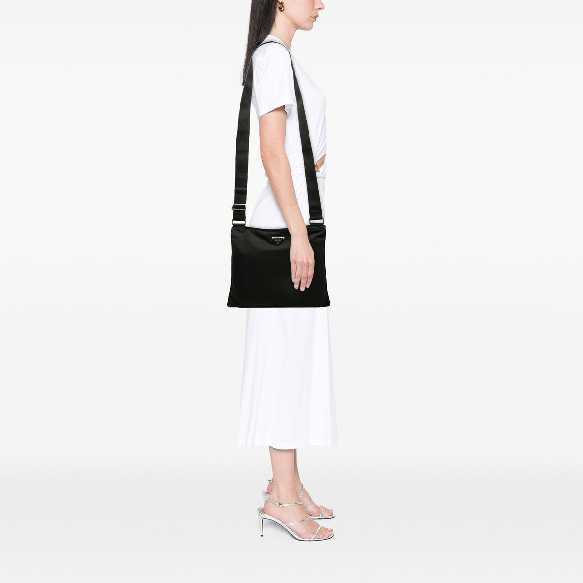 Prada Tessuto Zip Top Crossbody — Black