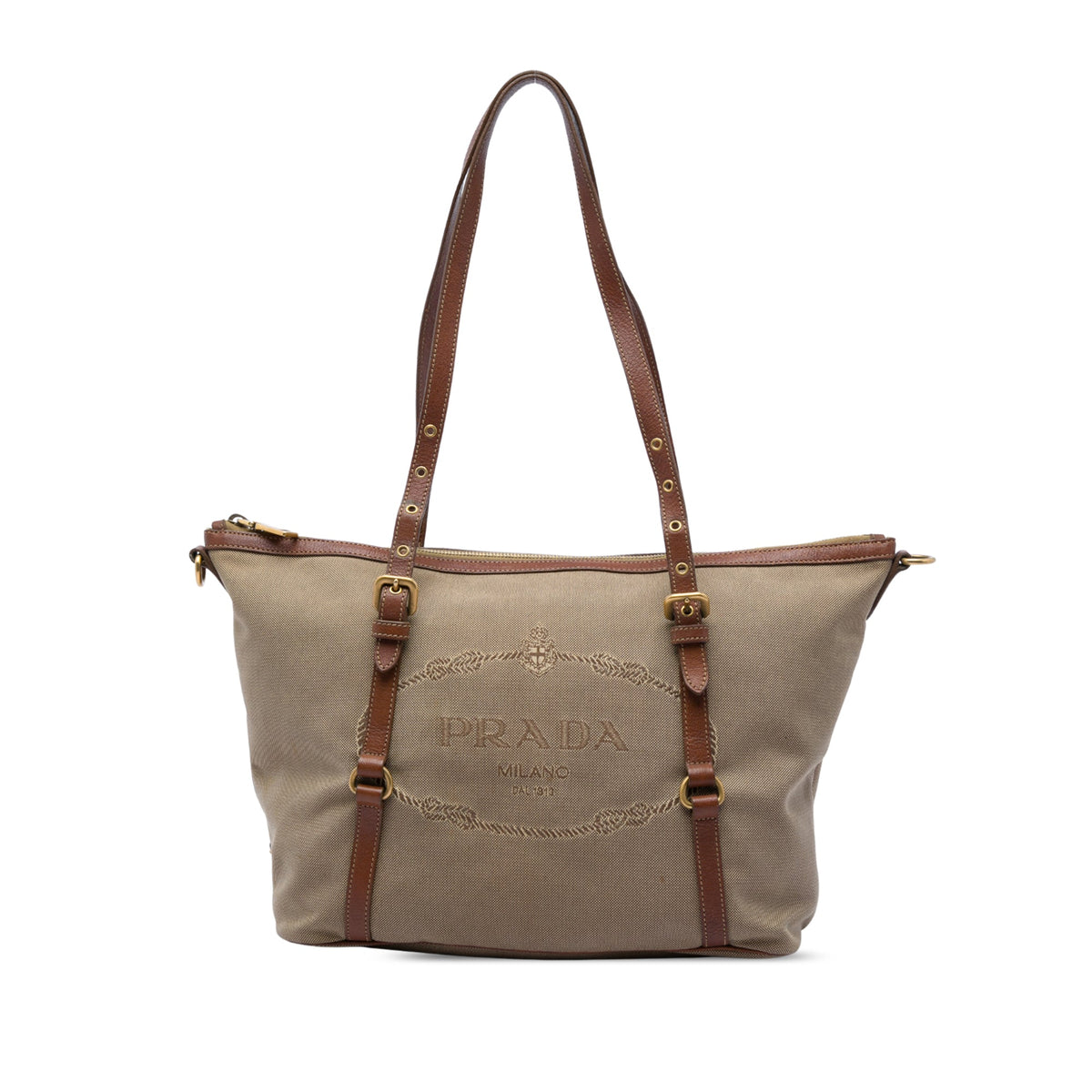 Prada Canvas Canapa Logo Tote — Brown