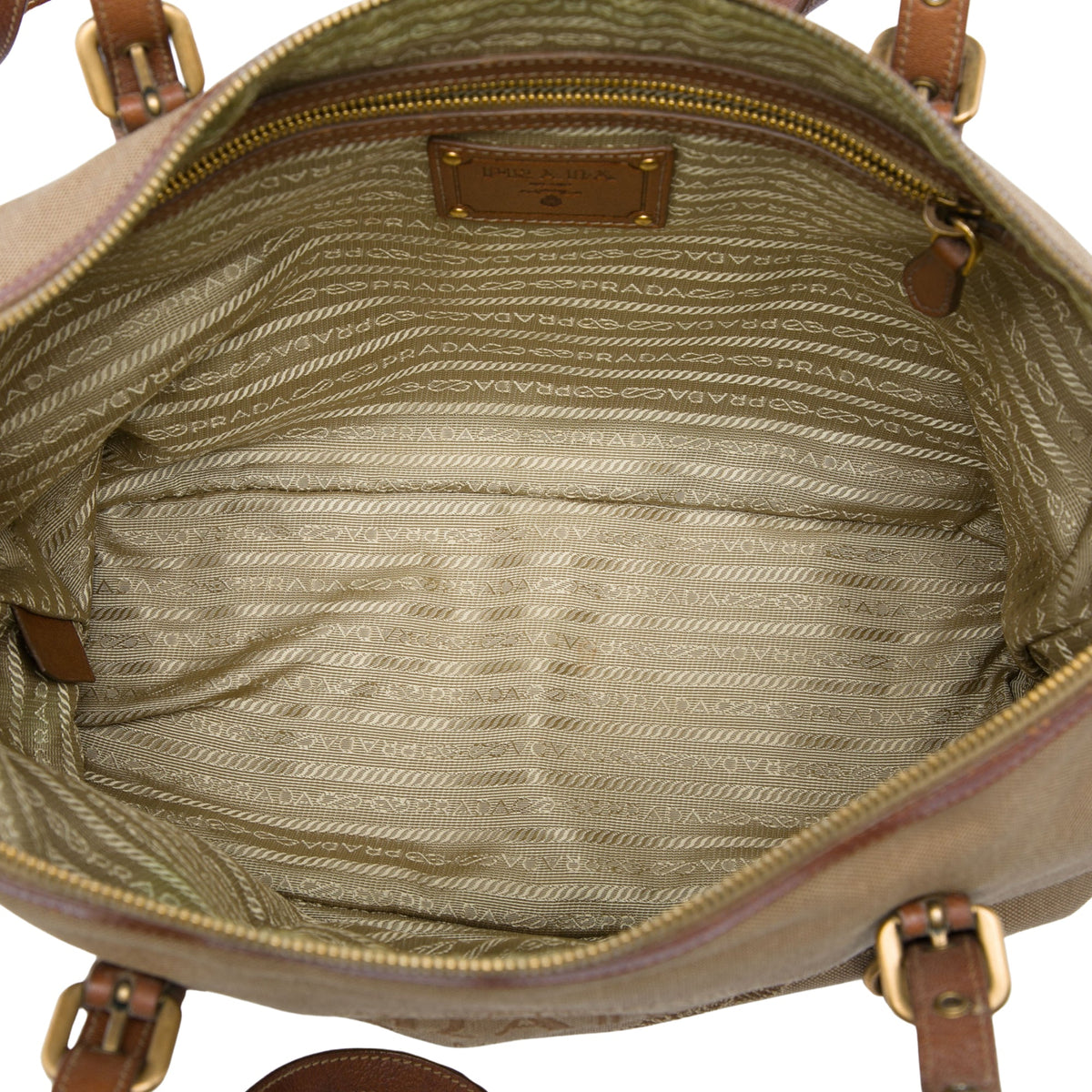 Prada Canvas Canapa Logo Tote — Brown