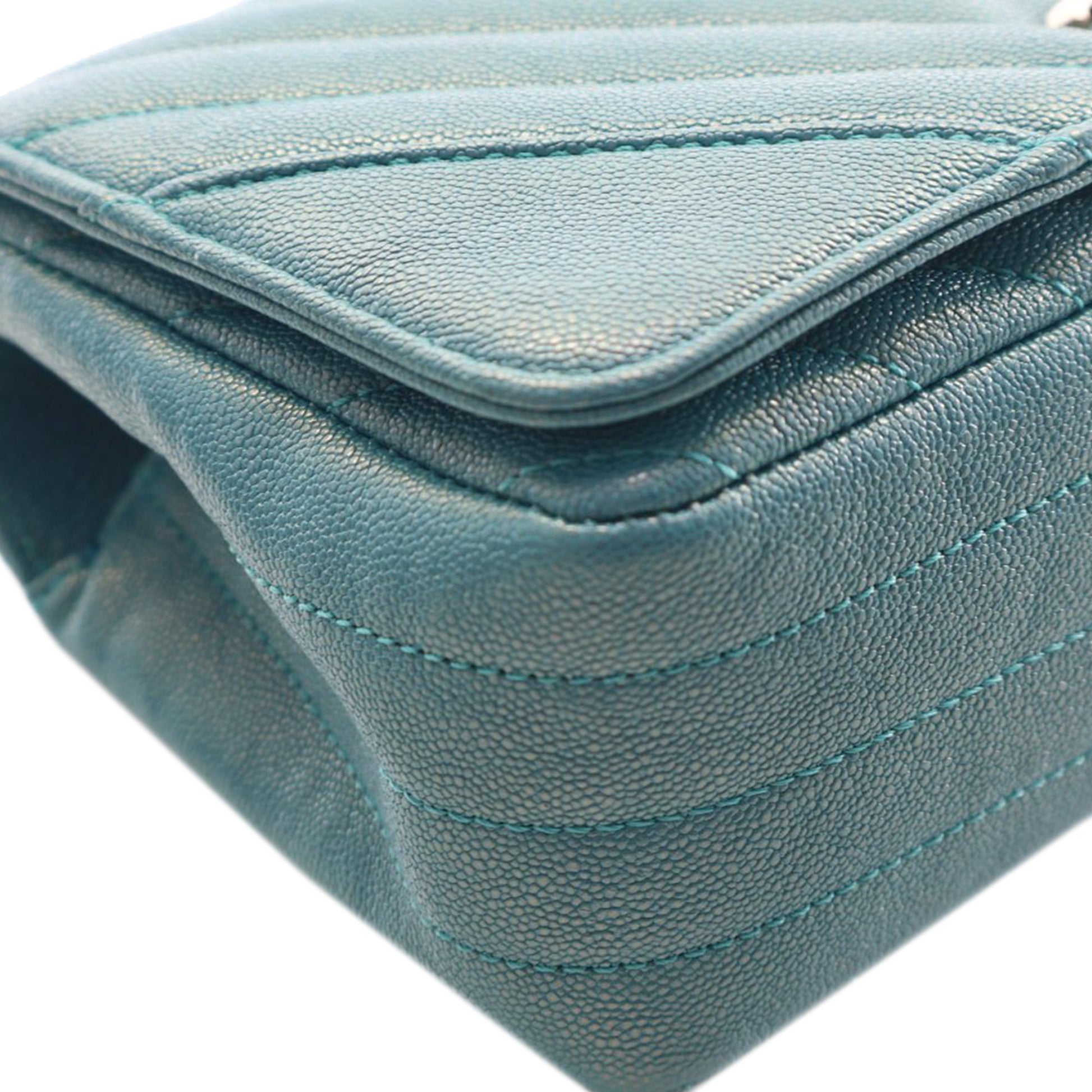 Mini Chevron Caviar Statement Flap