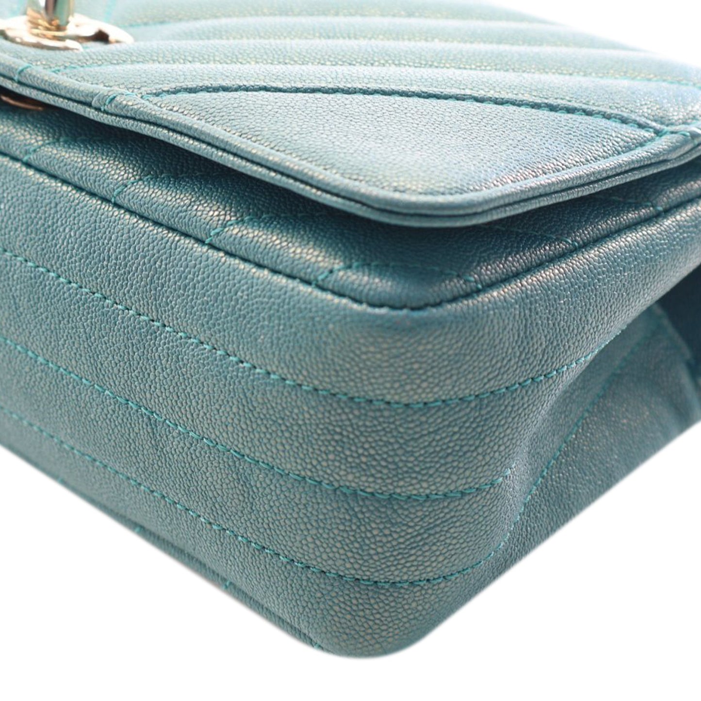 Mini Chevron Caviar Statement Flap