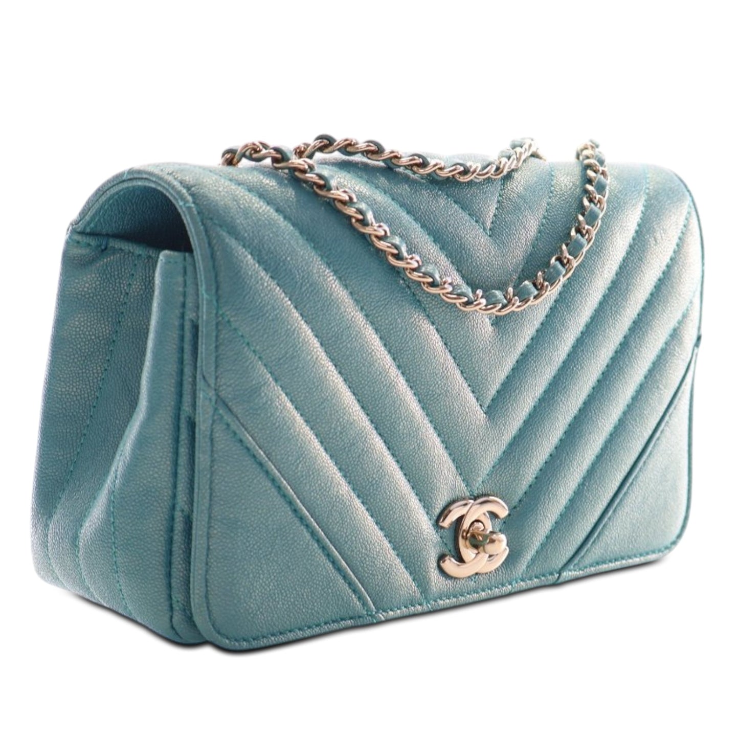 Mini Chevron Caviar Statement Flap