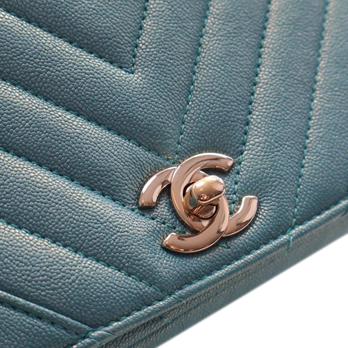 Mini Chevron Caviar Statement Flap