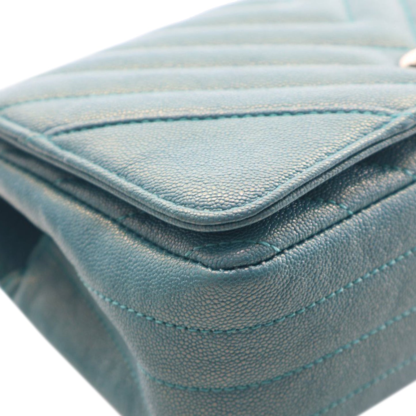 Mini Chevron Caviar Statement Flap
