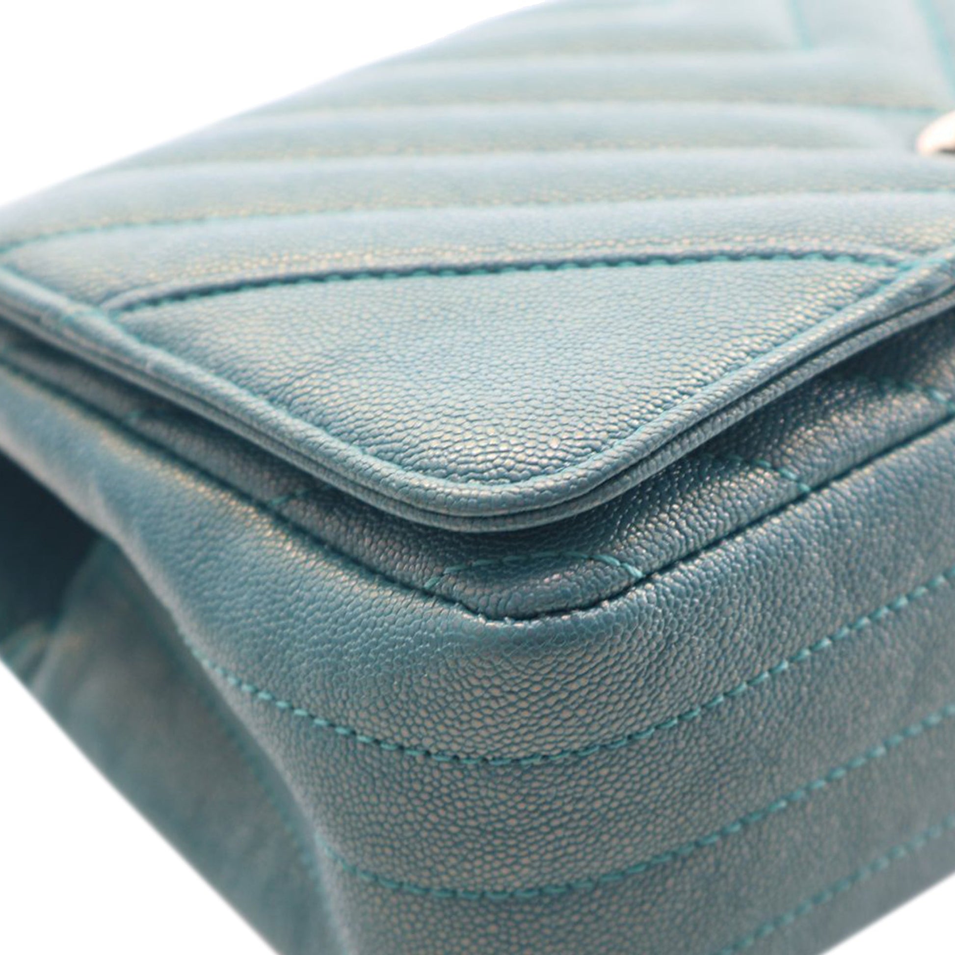 Mini Chevron Caviar Statement Flap