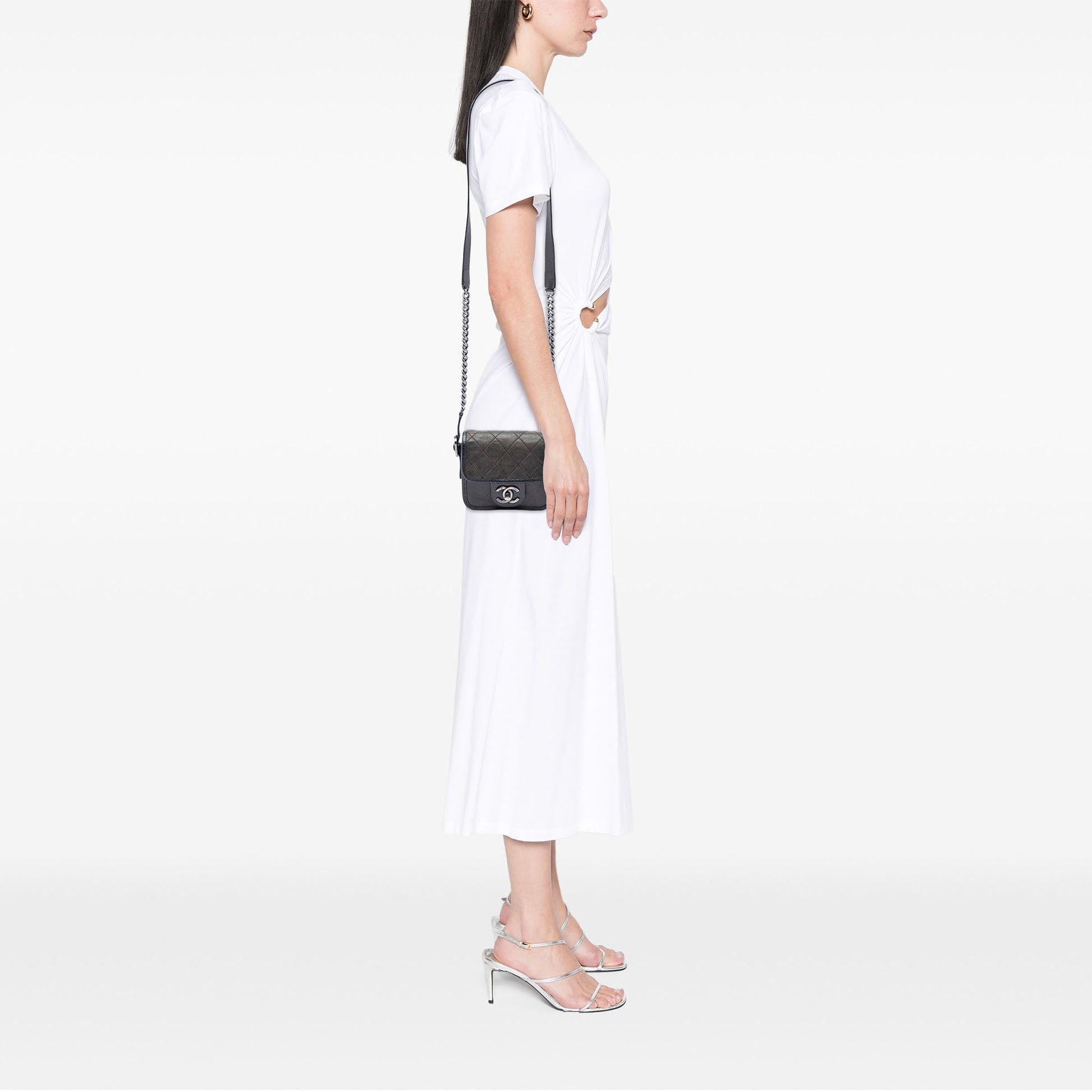 Chanel Paris Bombay Mini Quilted Iridescent Calfskin Back to School Single Flap
