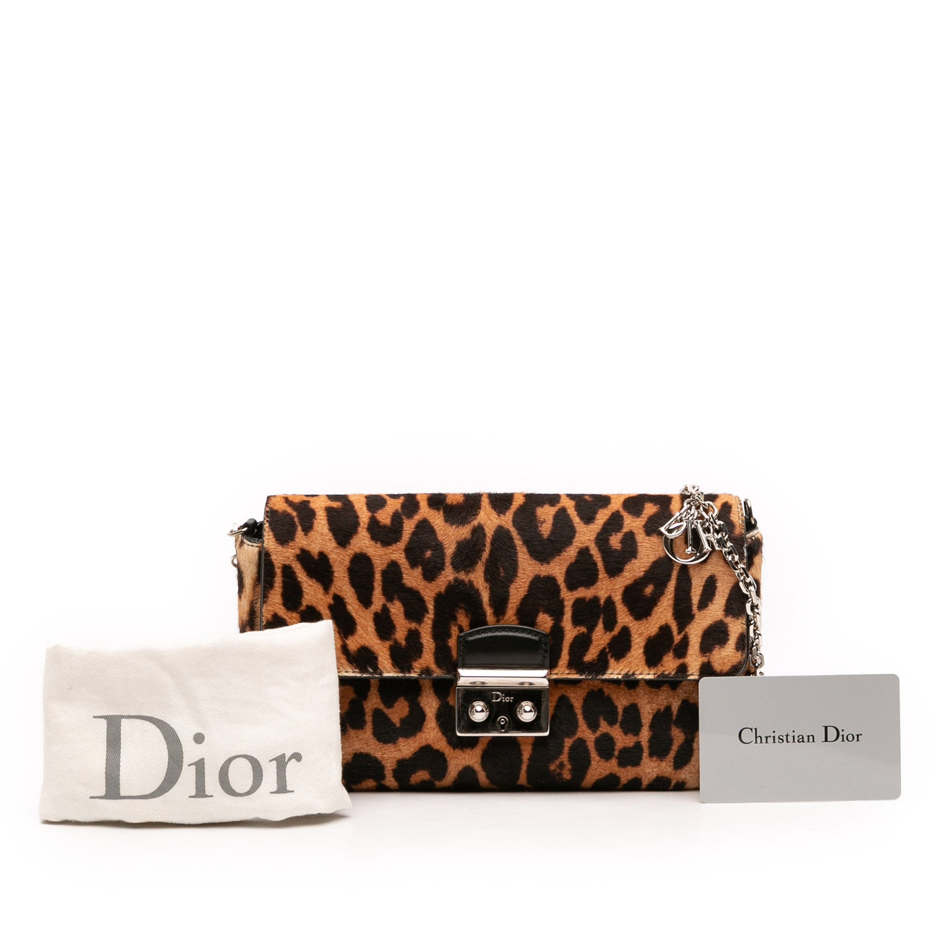 Dior Leopard Print Pony Hair Miss Dior Chain Flap