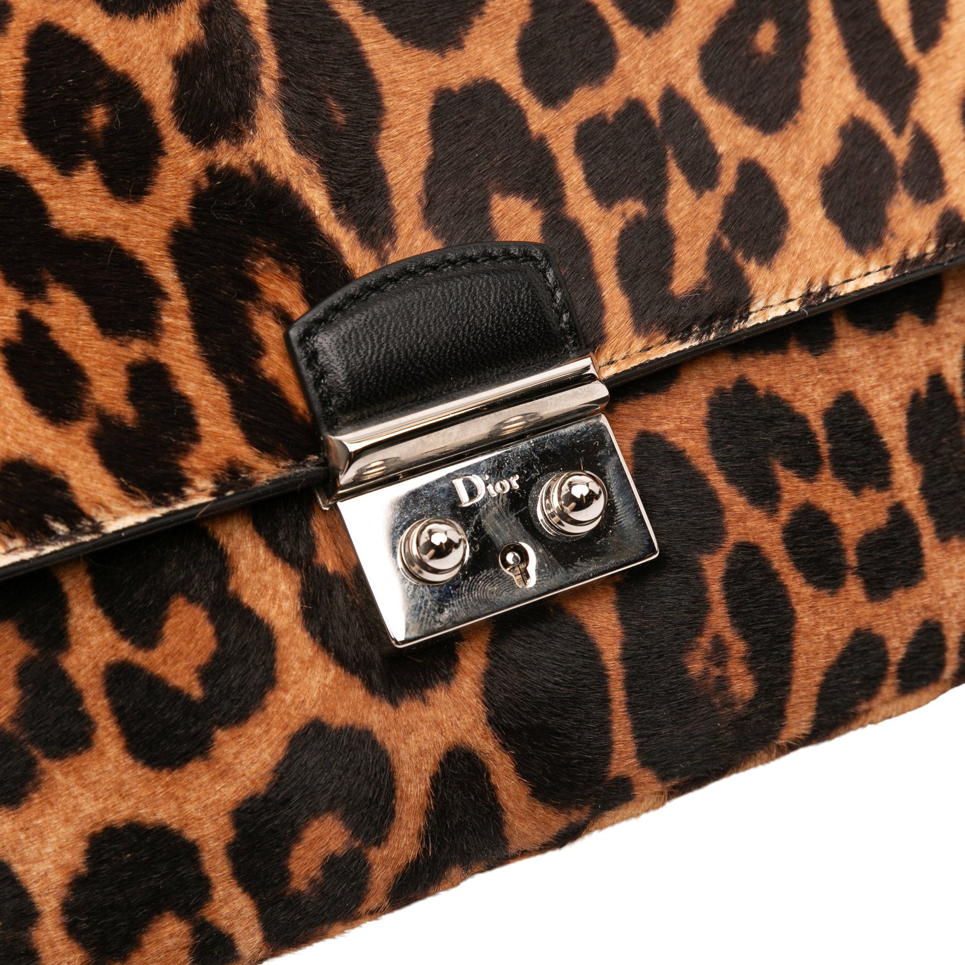 Dior Leopard Print Pony Hair Miss Dior Chain Flap