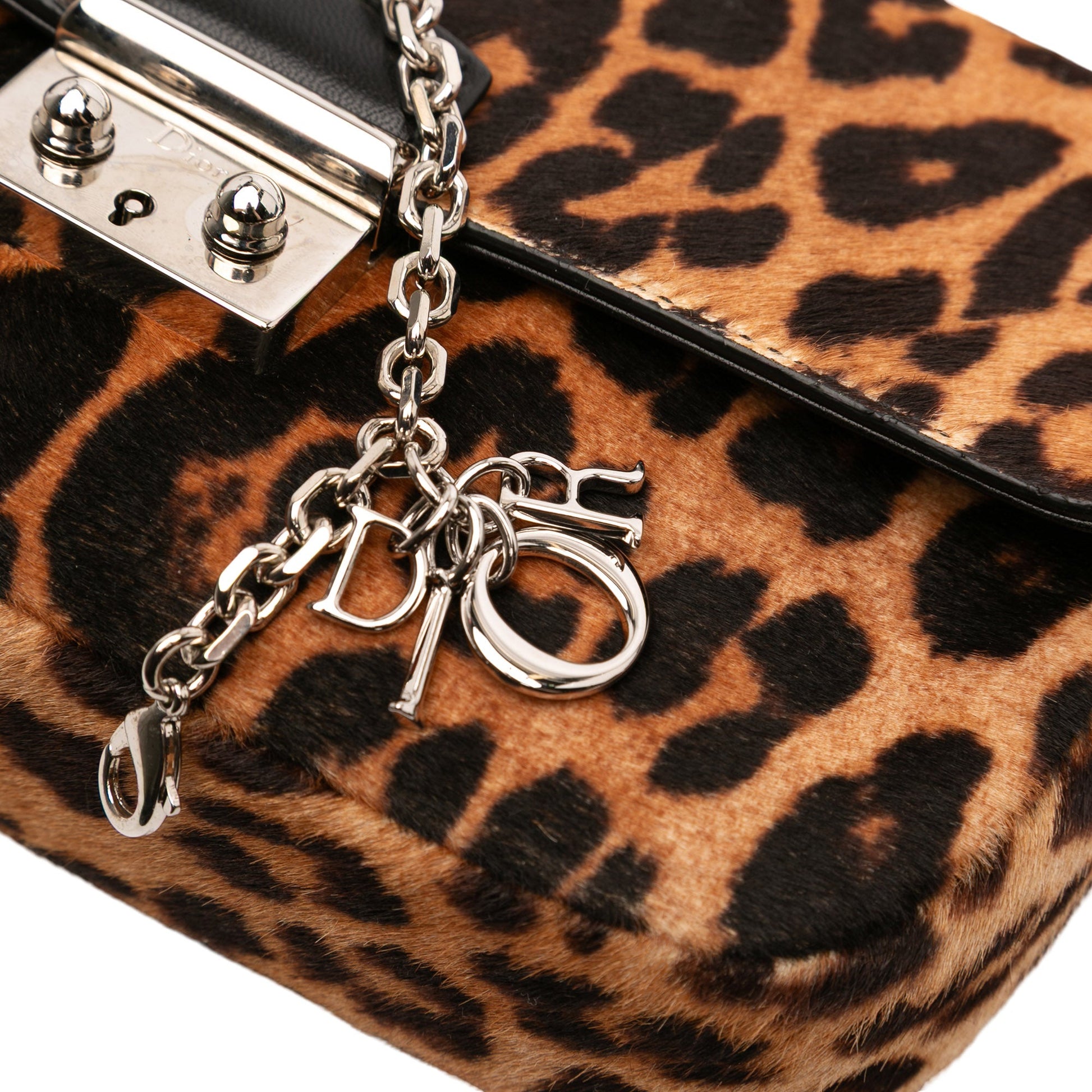 Dior Leopard Print Pony Hair Miss Dior Chain Flap
