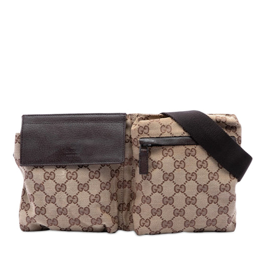 Gucci GG Canvas Double Pocket Belt Bag