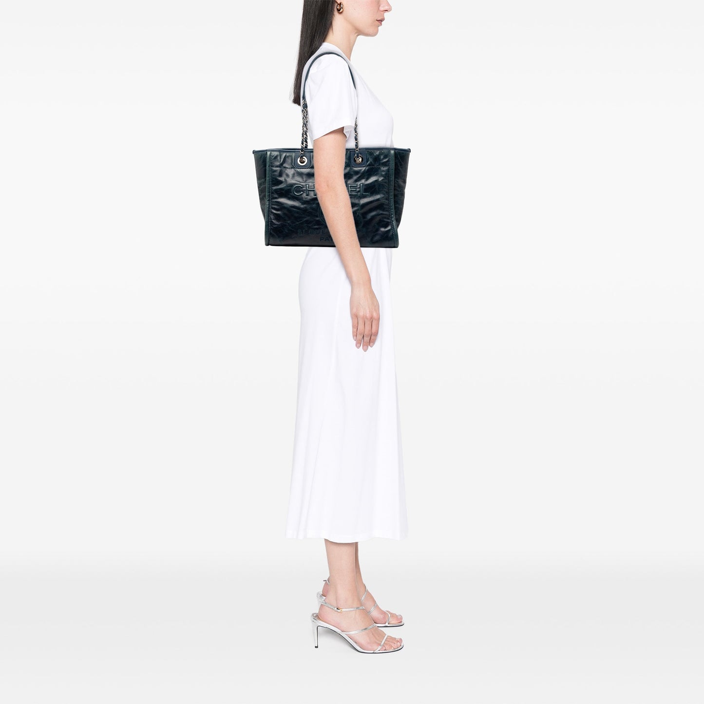 Small Glazed Calfskin Deauville Tote