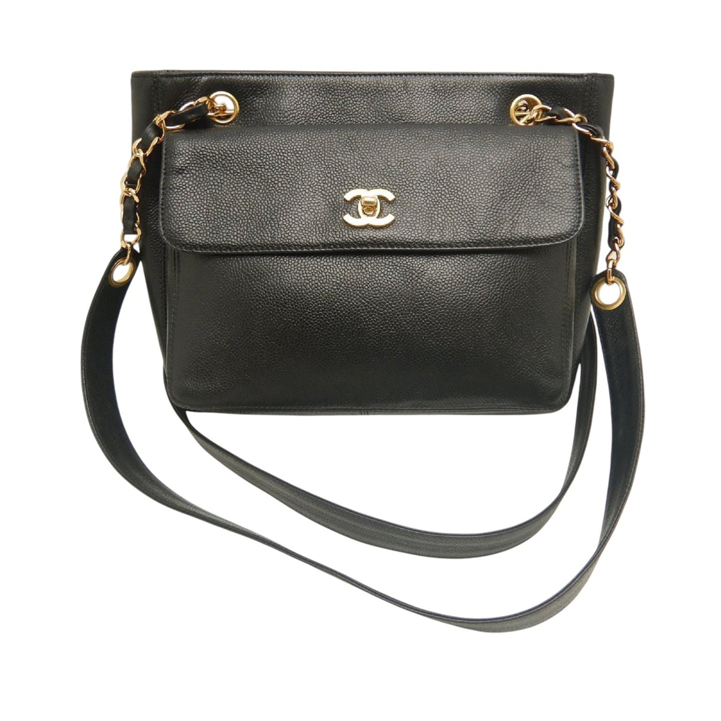 Chanel CC Caviar Front Pocket Chain Tote