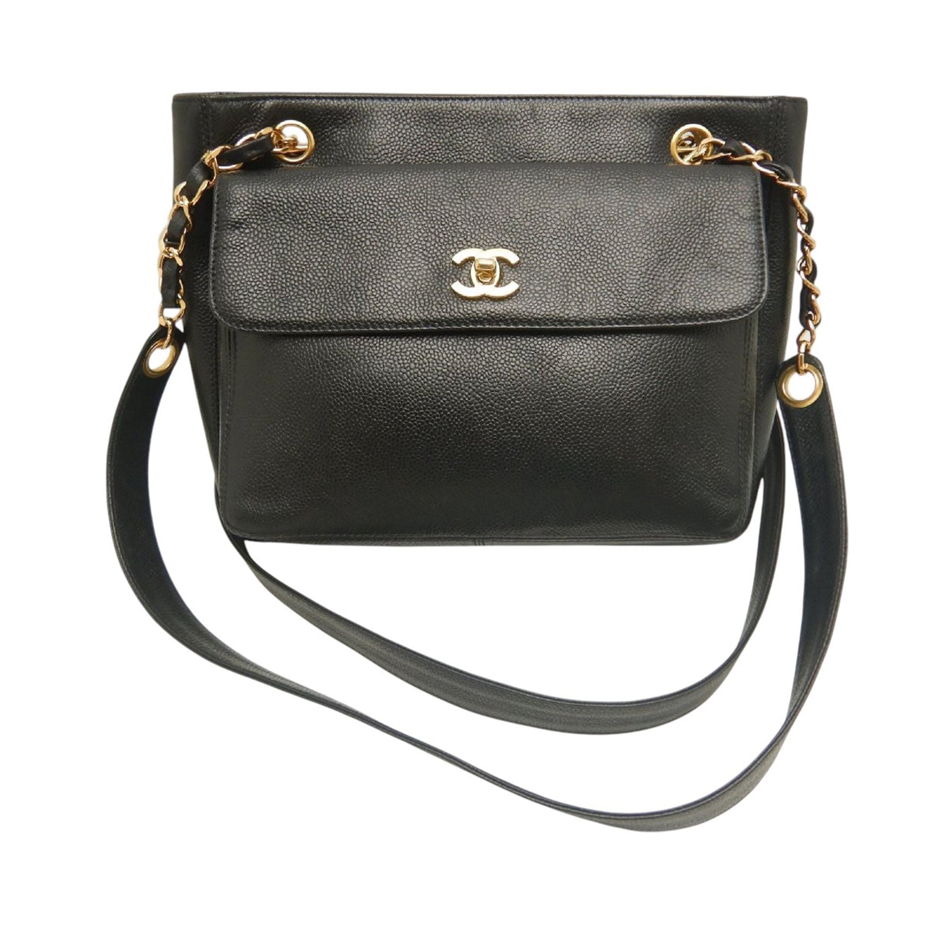 Chanel CC Caviar Front Pocket Chain Tote