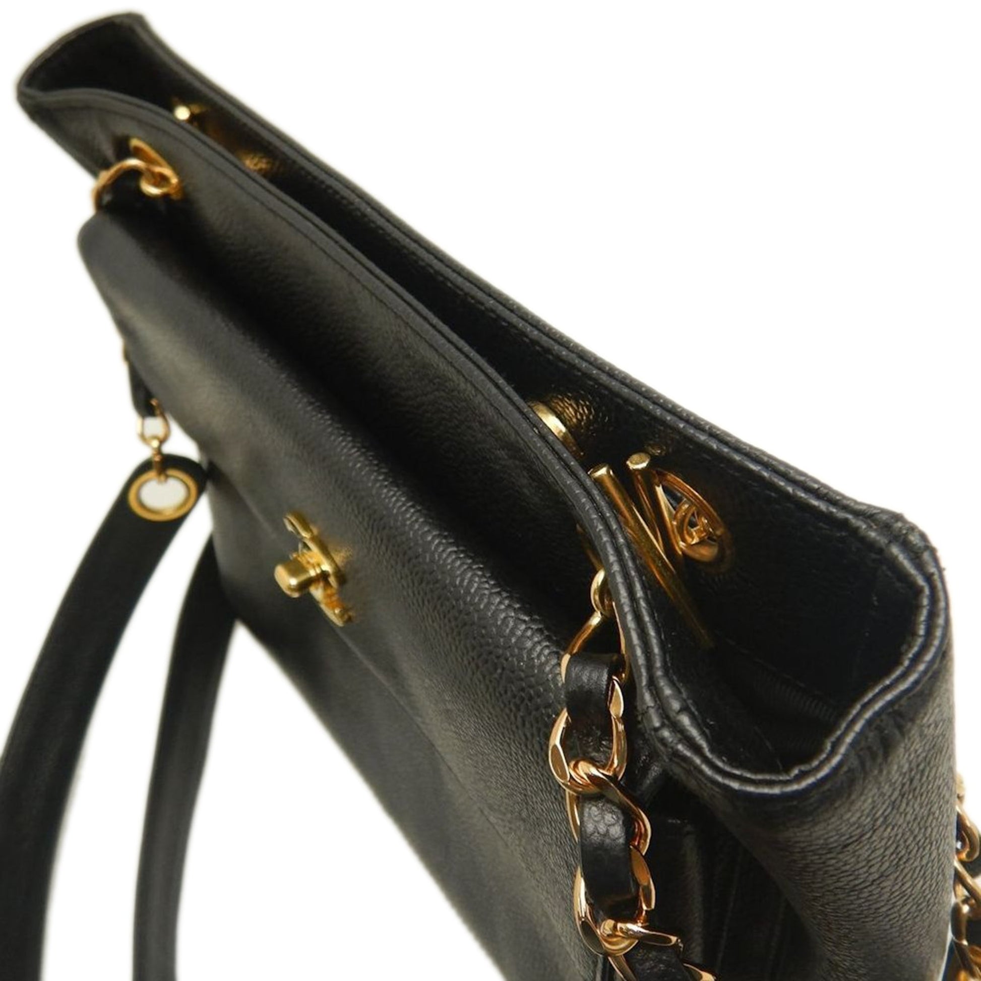 Chanel CC Caviar Front Pocket Chain Tote