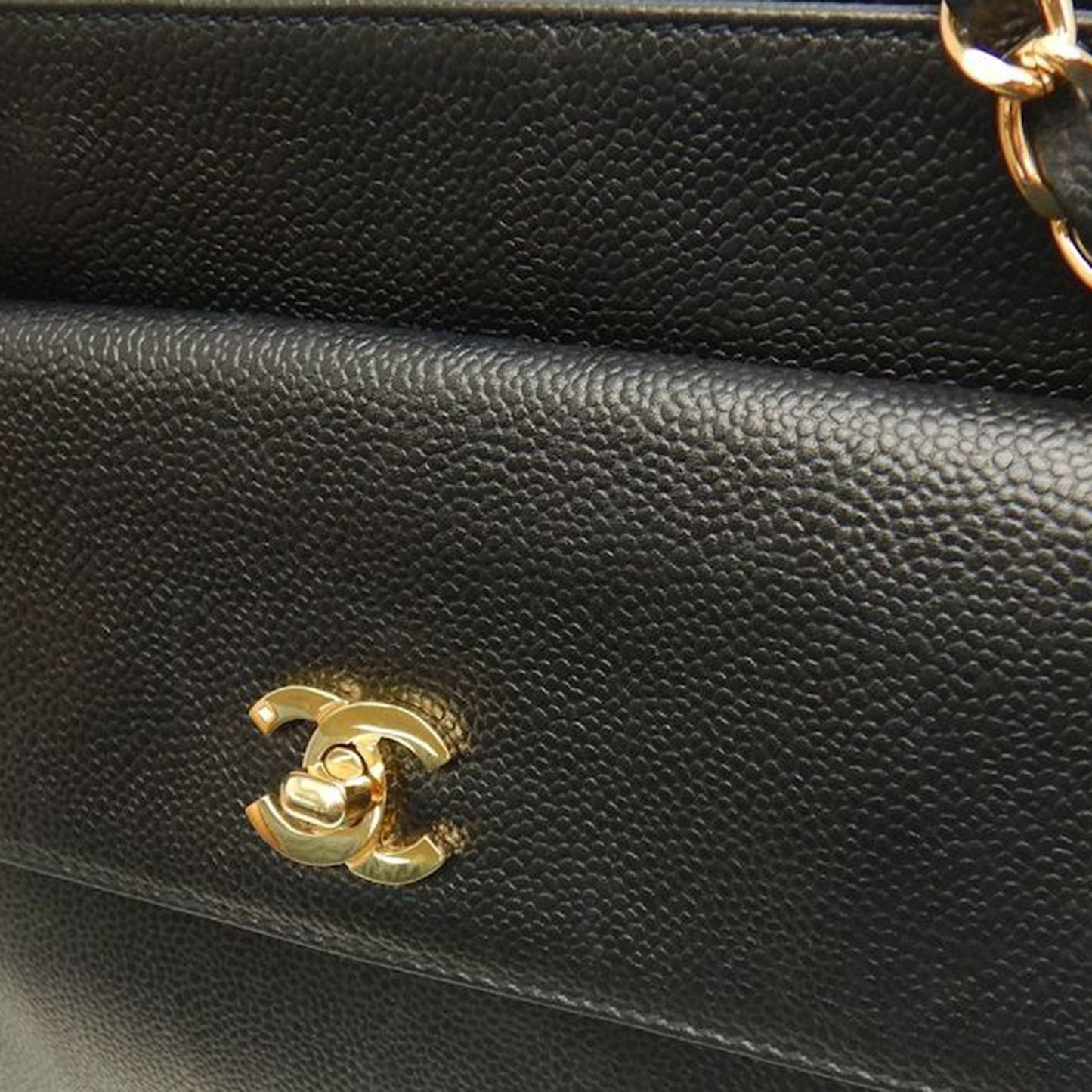 Chanel CC Caviar Front Pocket Chain Tote
