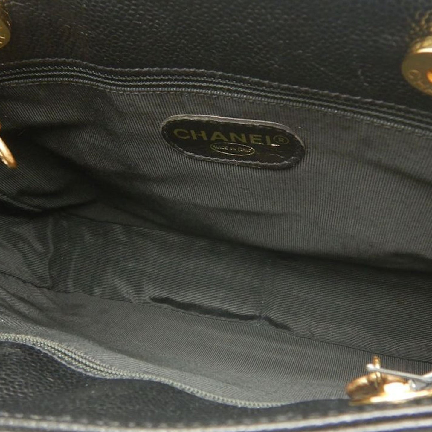 Chanel CC Caviar Front Pocket Chain Tote