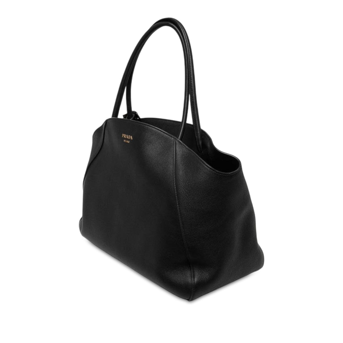 Prada Large Soft Grain Leather Tote — Black