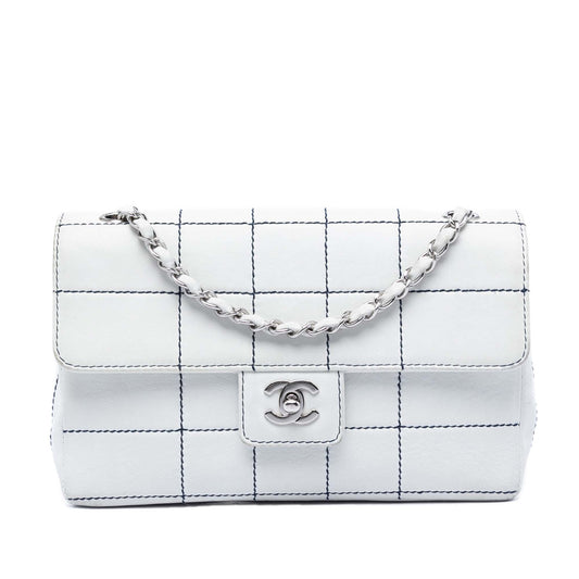 Chanel Medium Chocolate Bar Lambskin Stitched Flap