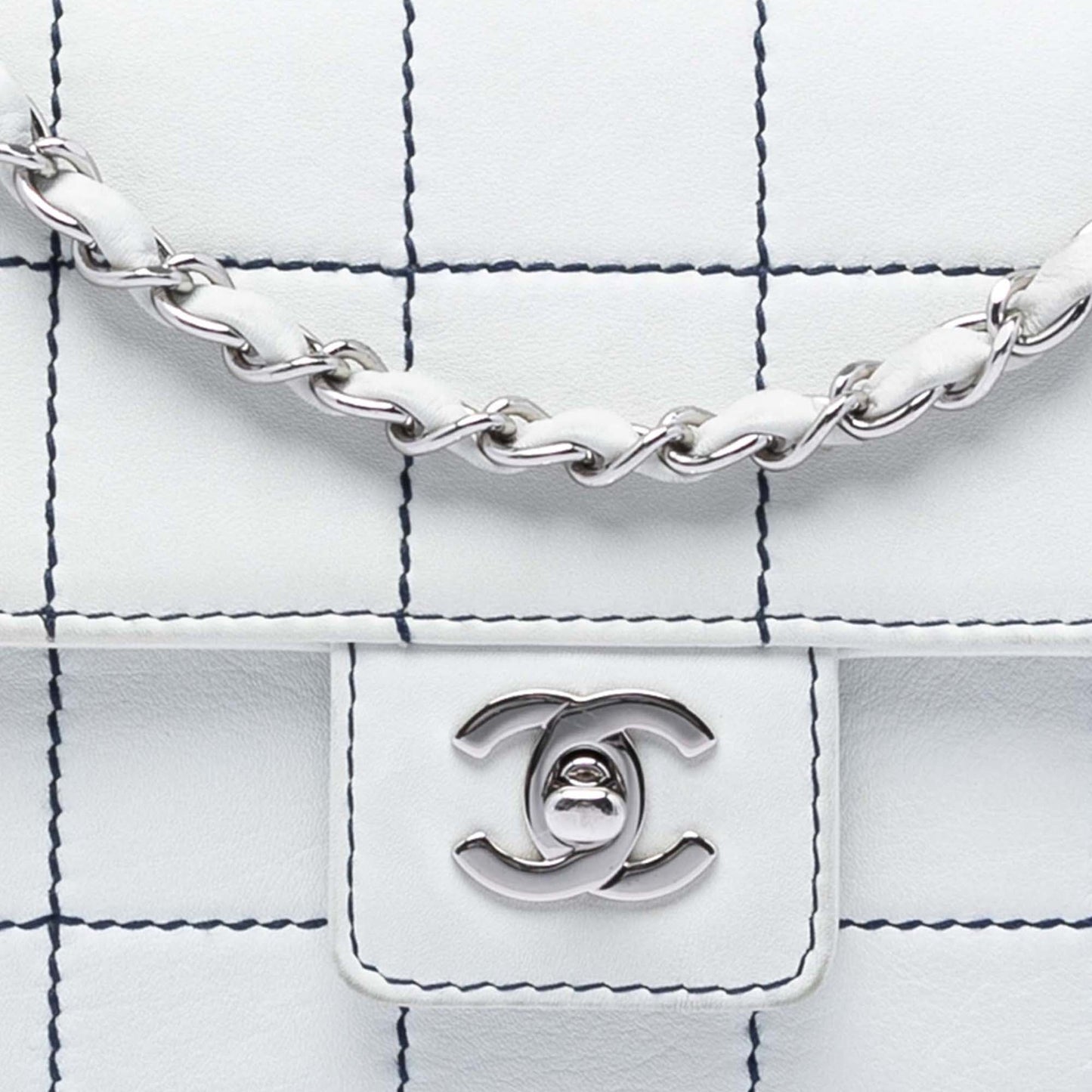 Chanel Medium Chocolate Bar Lambskin Stitched Flap
