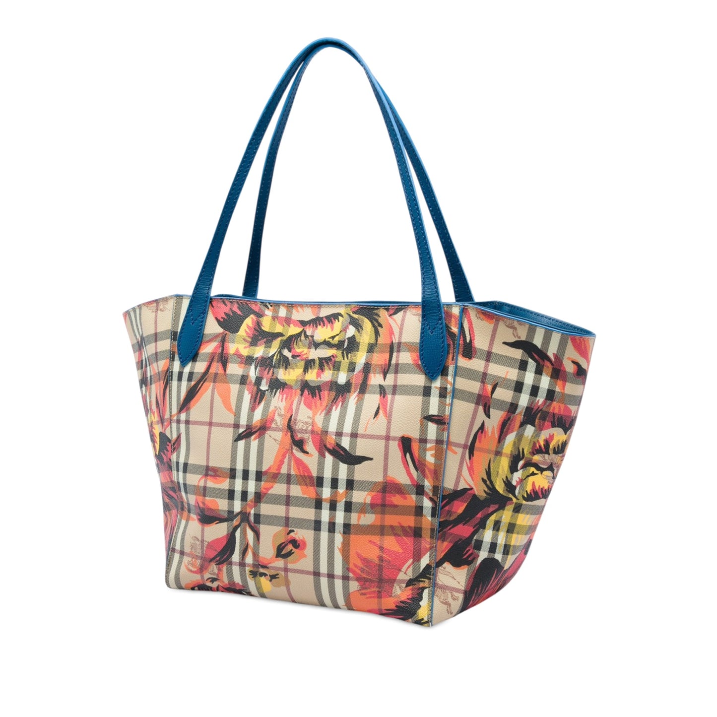 Burberry Small Haymarket Check Coated Canvas Floral Print Canterbury Tote