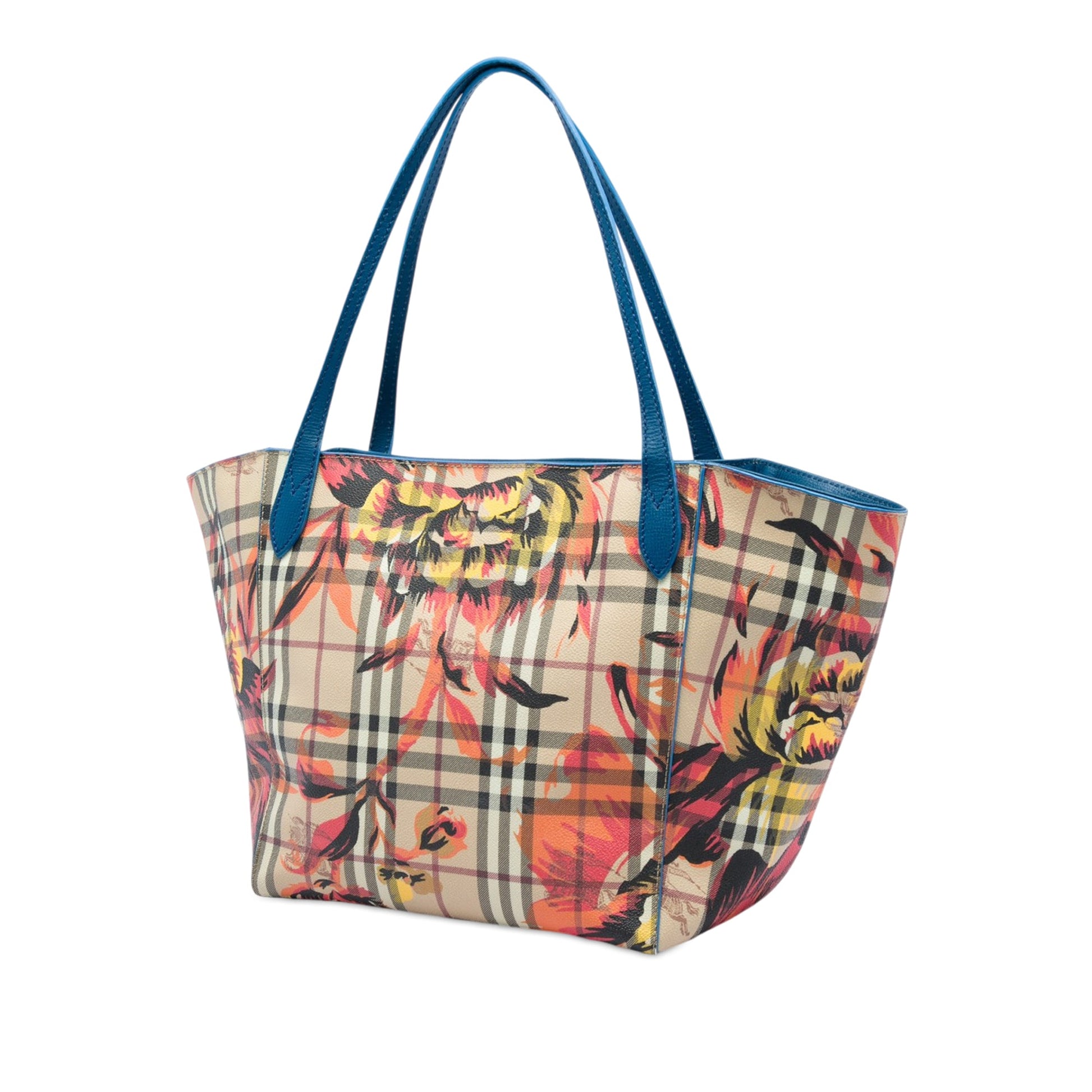 Burberry Small Haymarket Check Coated Canvas Floral Print Canterbury Tote