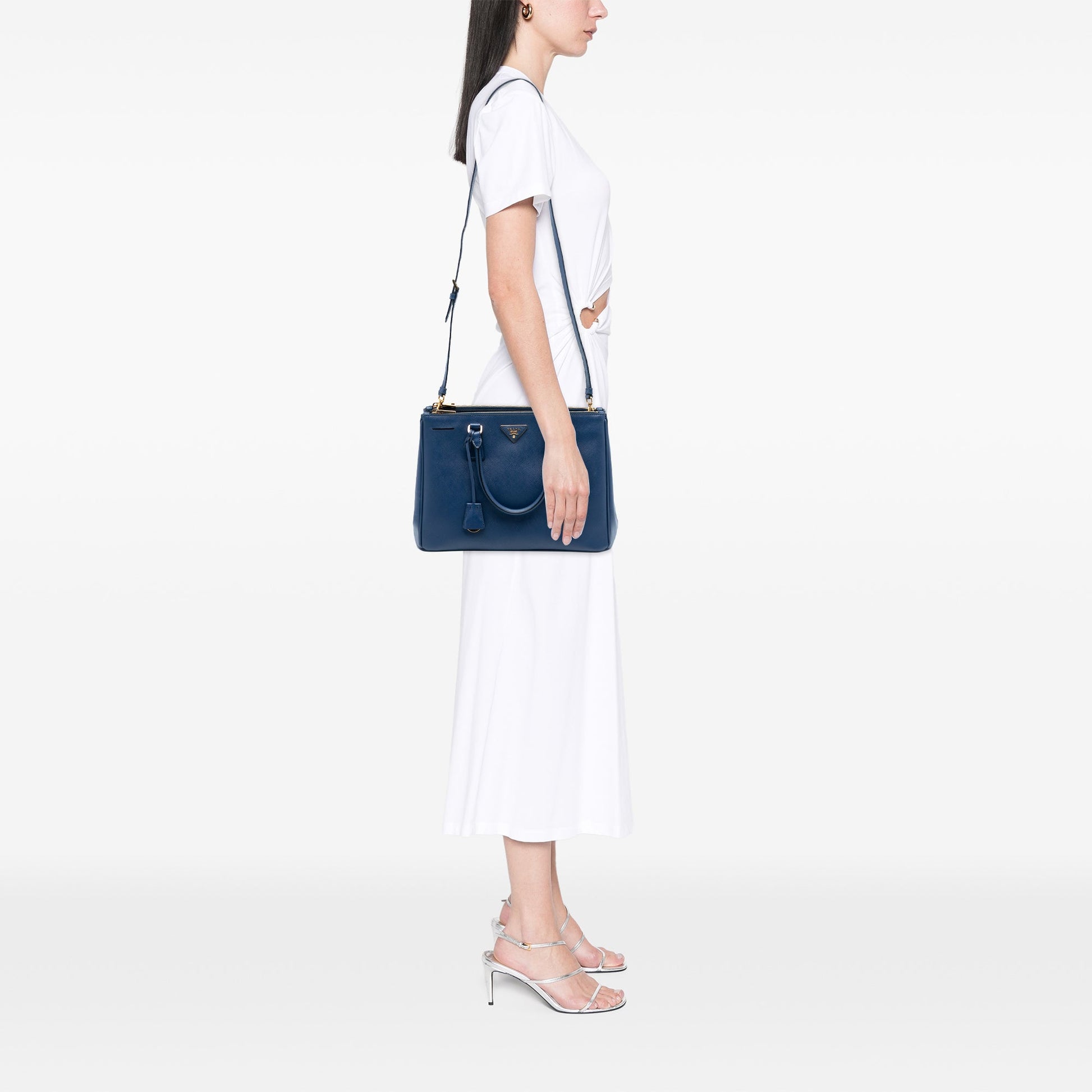 Prada Medium Saffiano Lux Galleria Double Zip Satchel