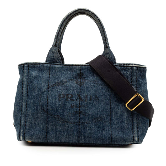 Prada Small Denim Canapa Logo Satchel