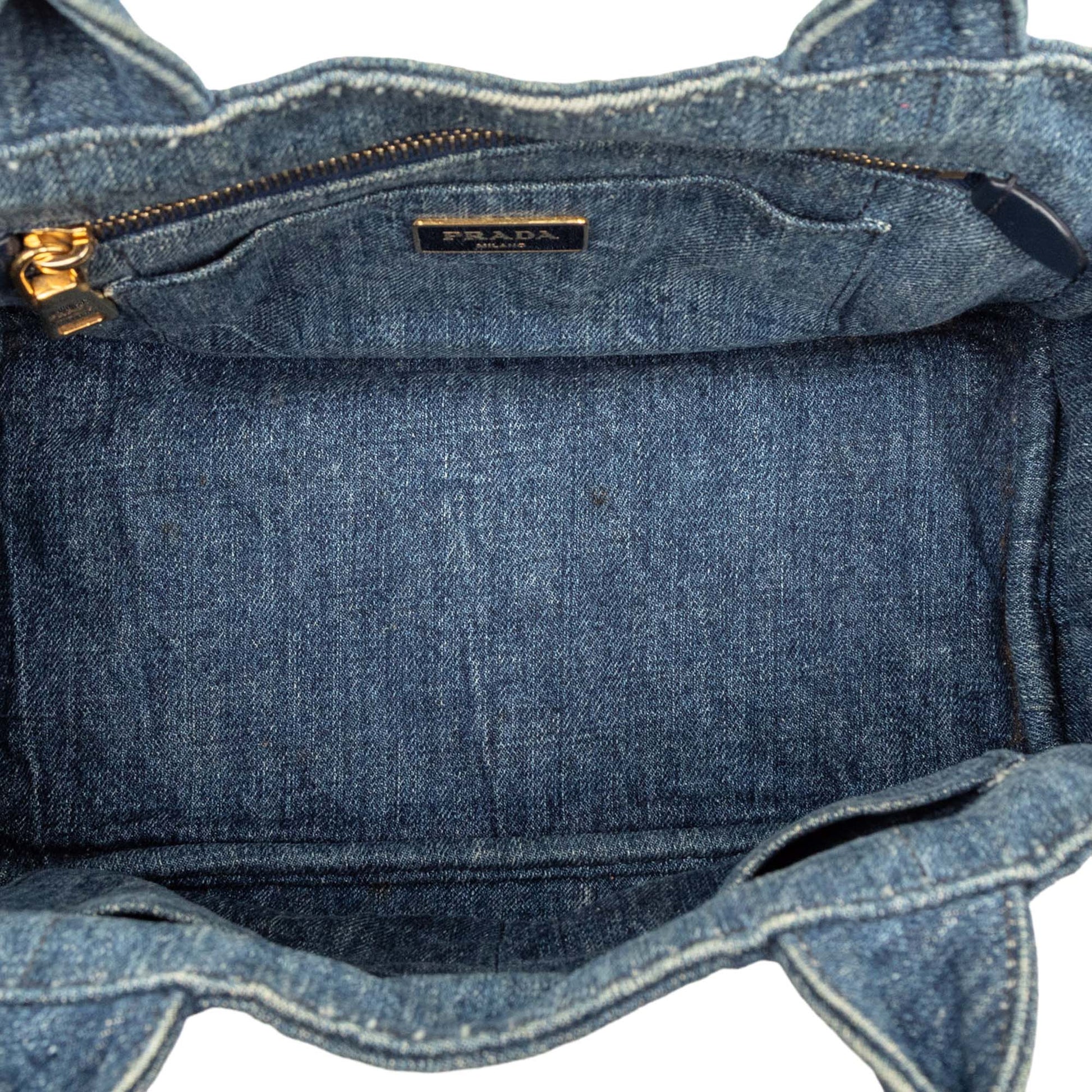 Prada Small Denim Canapa Logo Satchel