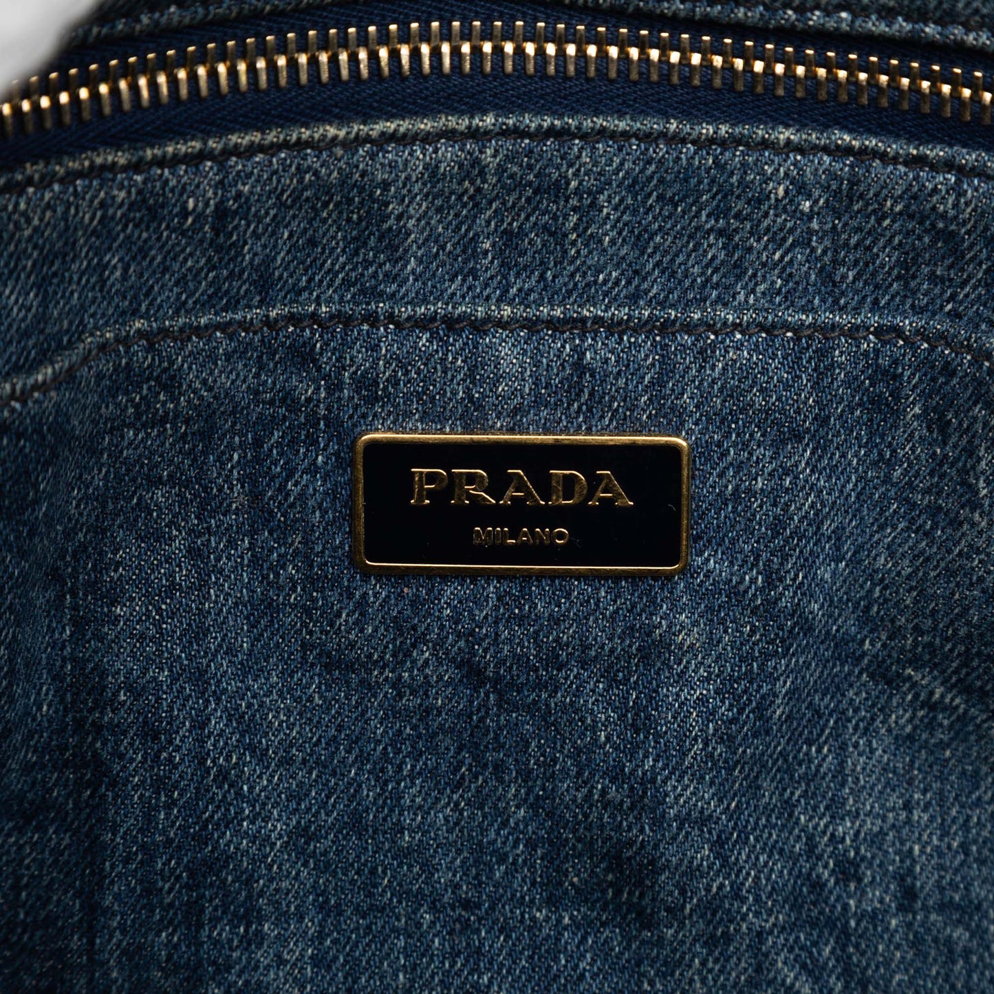 Prada Small Denim Canapa Logo Satchel