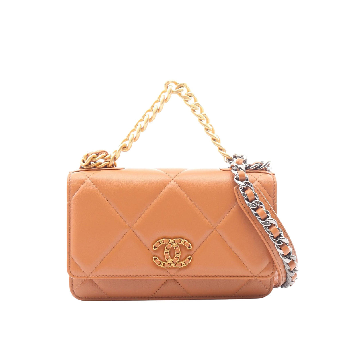 Chanel Quilted Lambskin 19 Wallet on Chain — Brown