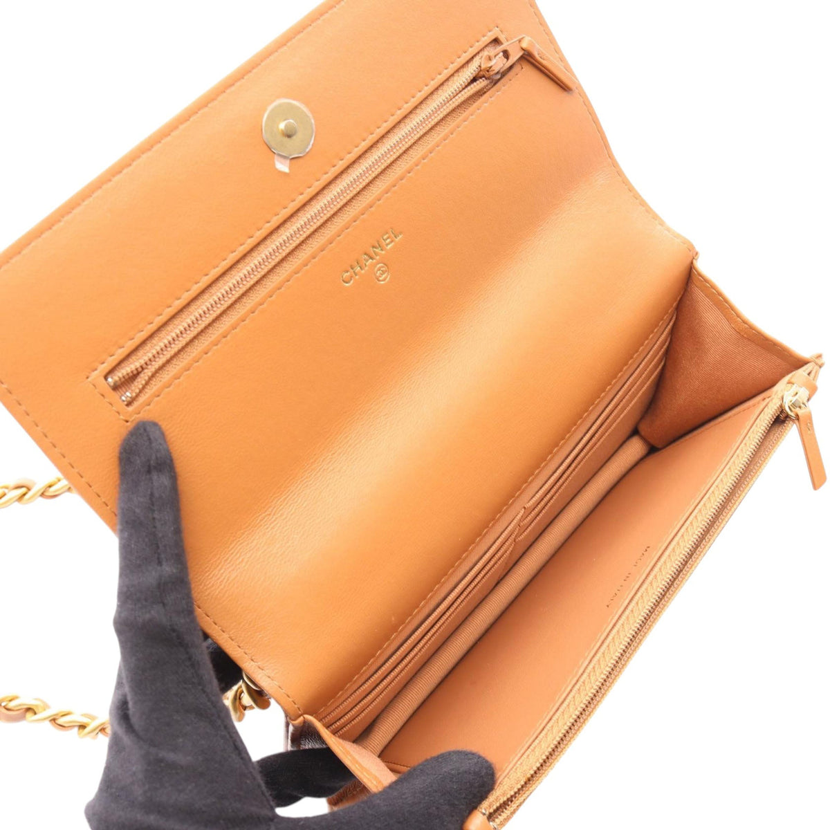 Chanel Quilted Lambskin 19 Wallet on Chain — Brown