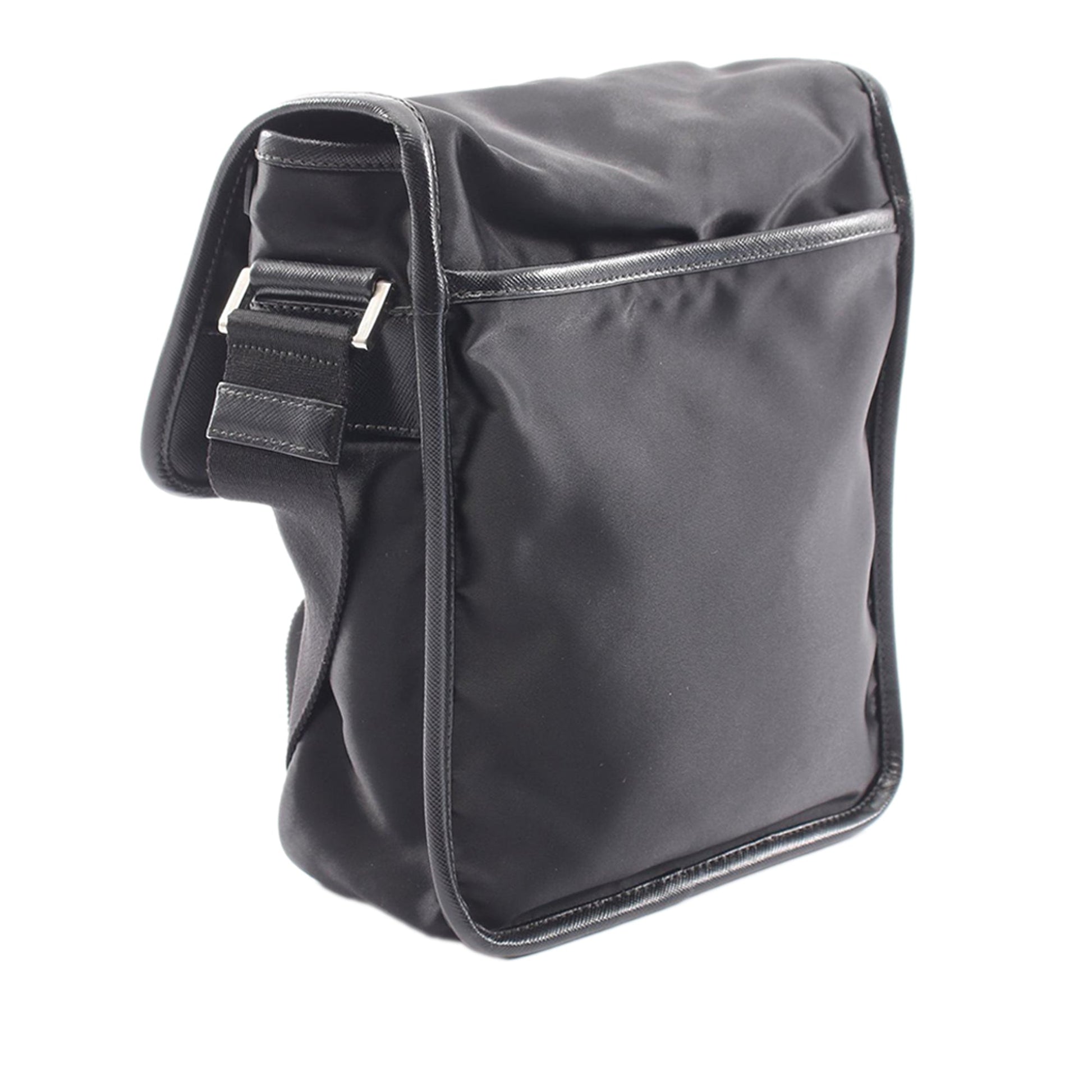 Prada Saffiano Trimmed Tessuto Buckle Messenger Bag