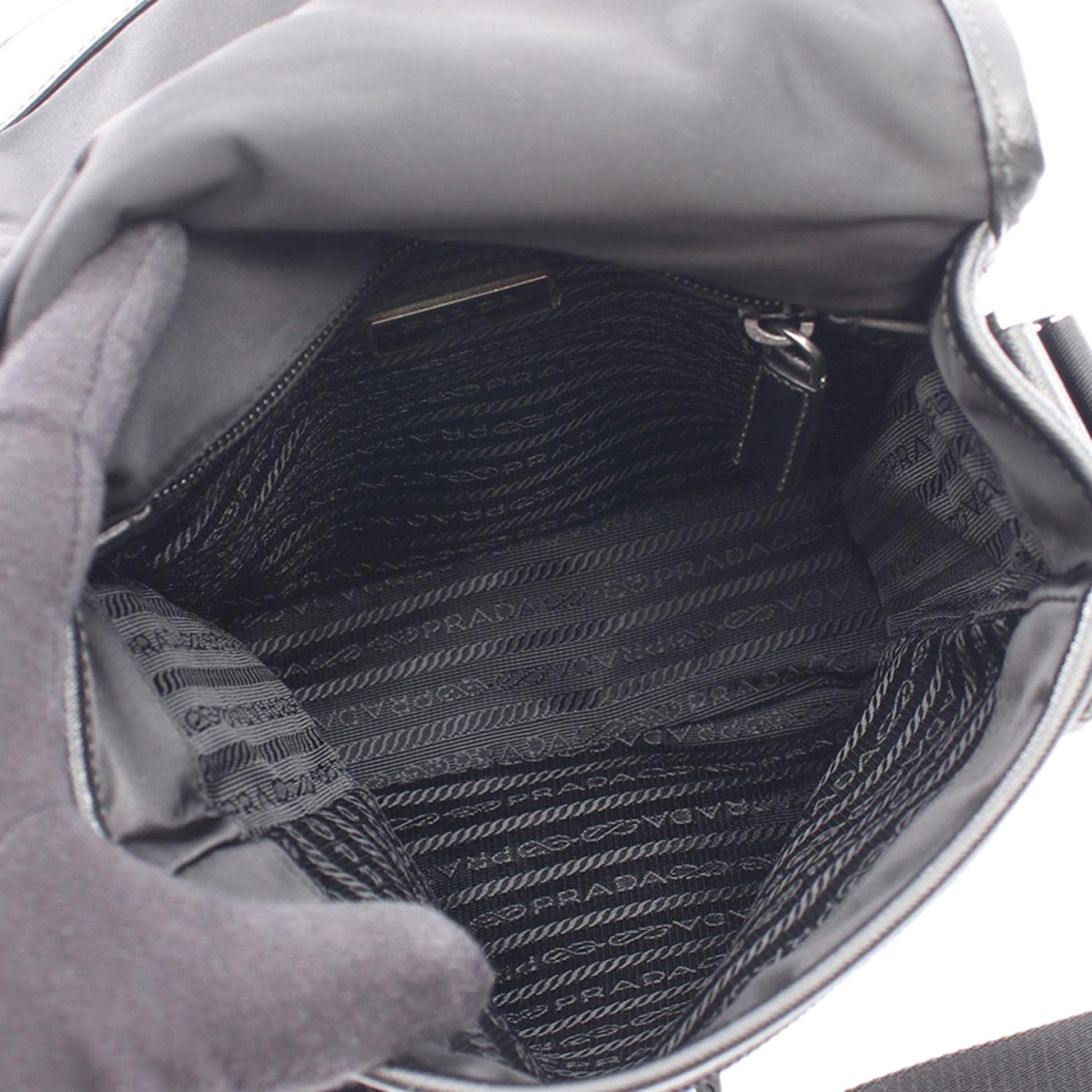 Prada Saffiano Trimmed Tessuto Buckle Messenger Bag