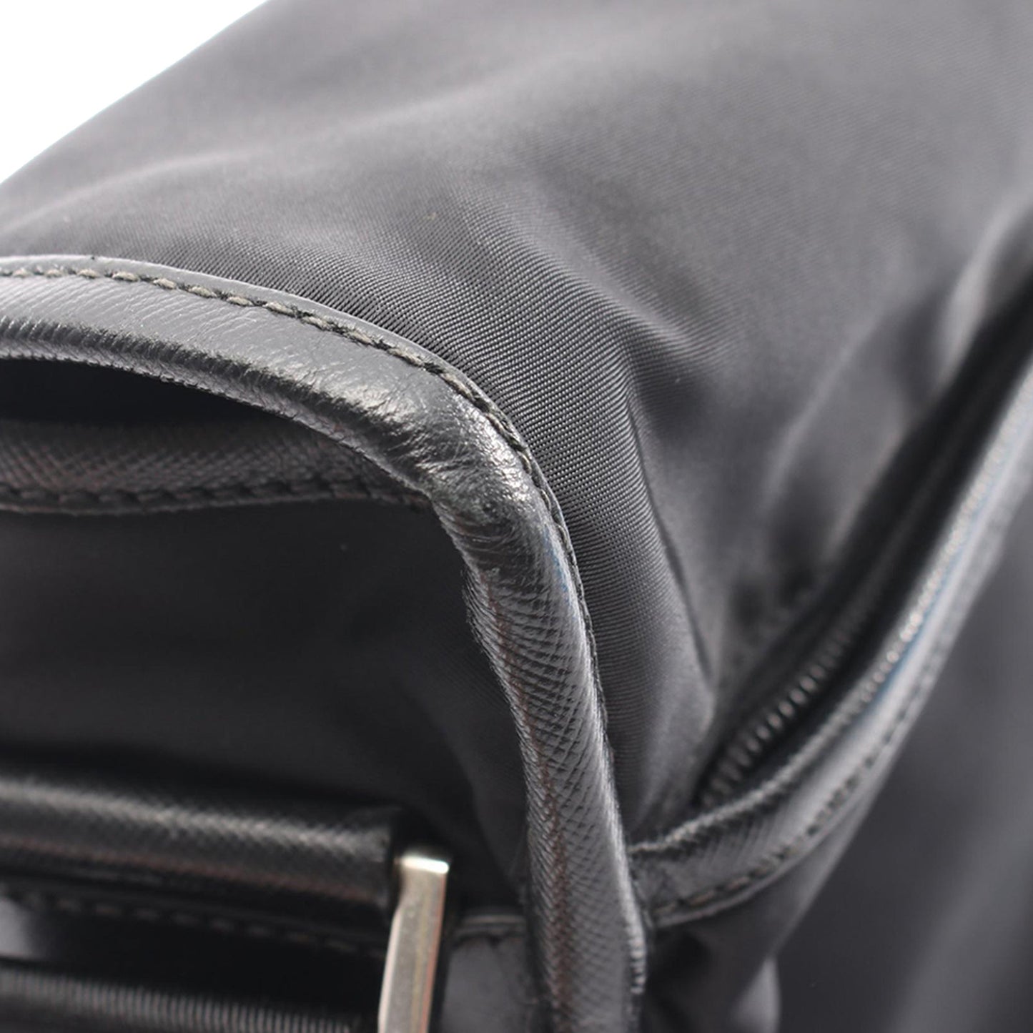 Prada Saffiano Trimmed Tessuto Buckle Messenger Bag