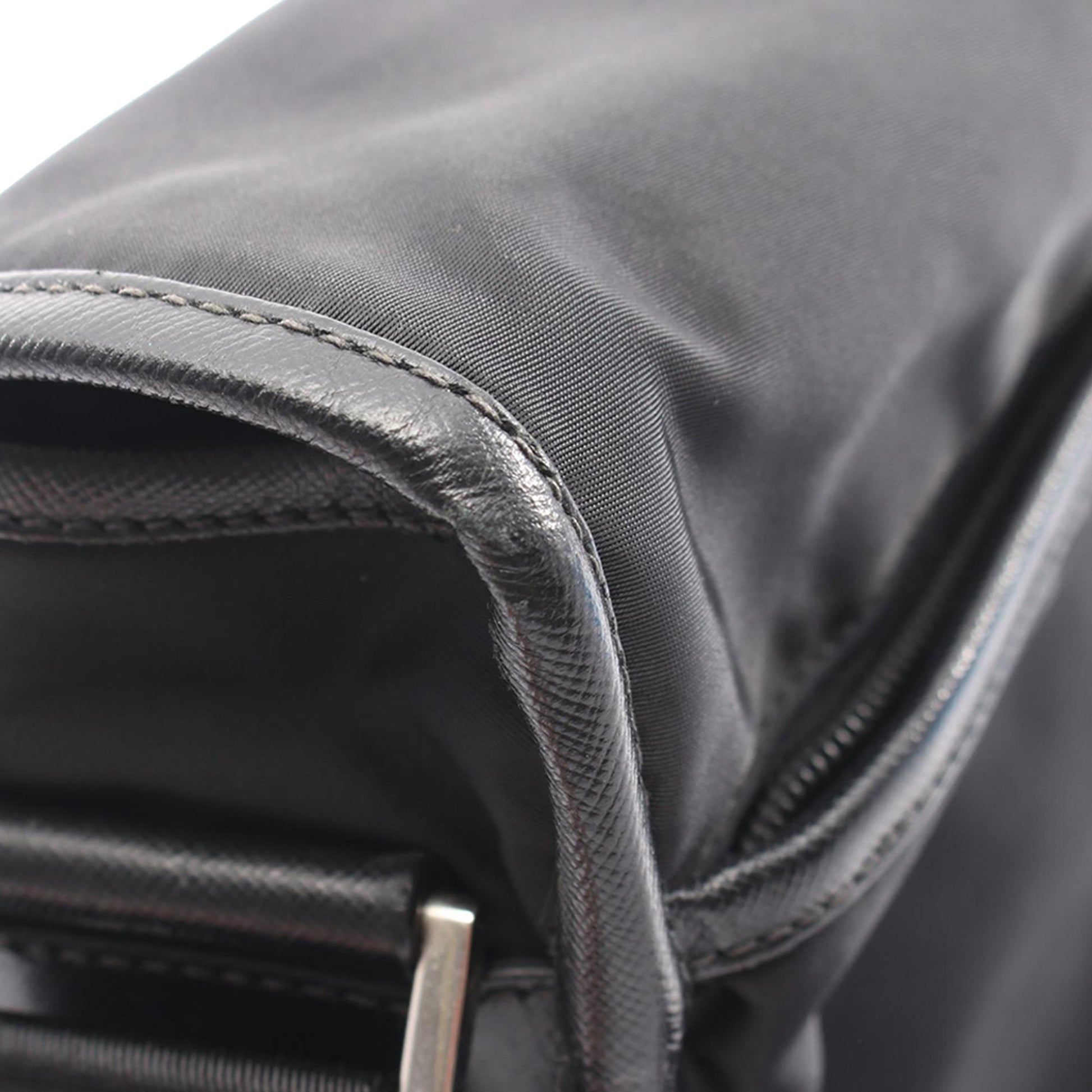 Prada Saffiano Trimmed Tessuto Buckle Messenger Bag