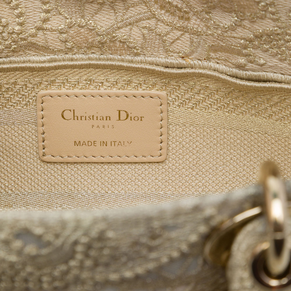 Dior Medium Embroidered Lace 3D Macrame Lady D Joy — Beige