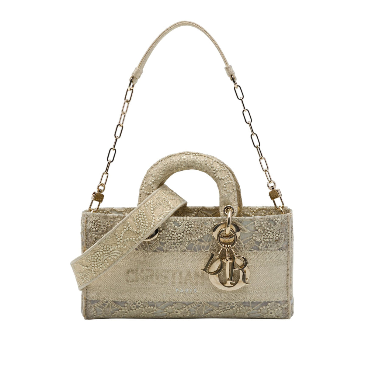 Dior Medium Embroidered Lace 3D Macrame Lady D Joy — Beige