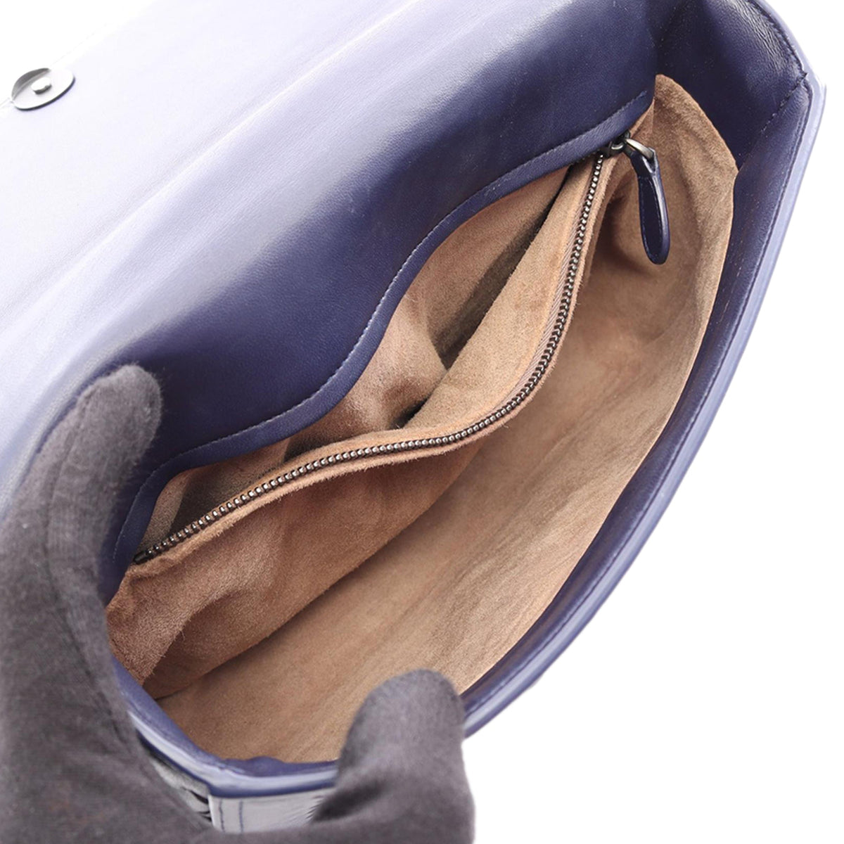 Bottega Veneta Nappa Intrecciato Flap Satchel — Blue